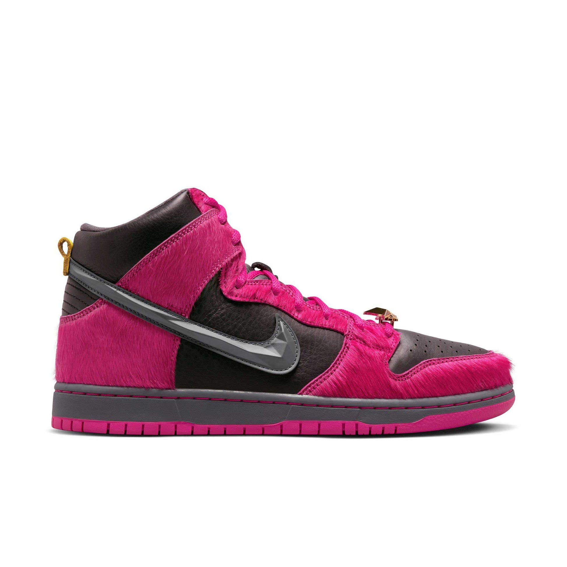 Nike SB Dunk High X Run The Jewels, active pink/black - metallic gold - Tiki Room Skateboards - 1