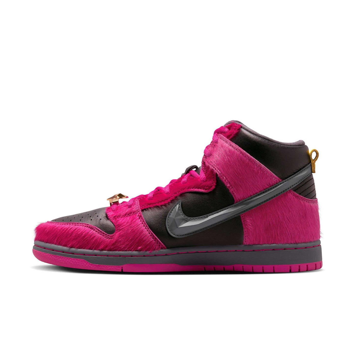 Nike SB Dunk High X Run The Jewels, active pink/black - metallic gold - Tiki Room Skateboards - 10