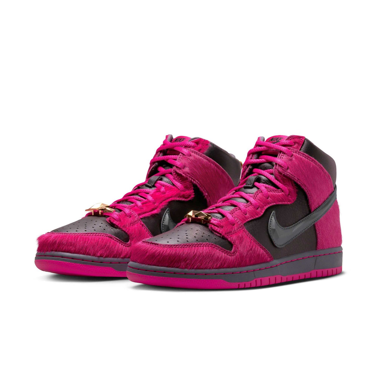 Nike SB Dunk High X Run The Jewels, active pink/black - metallic gold - Tiki Room Skateboards - 3