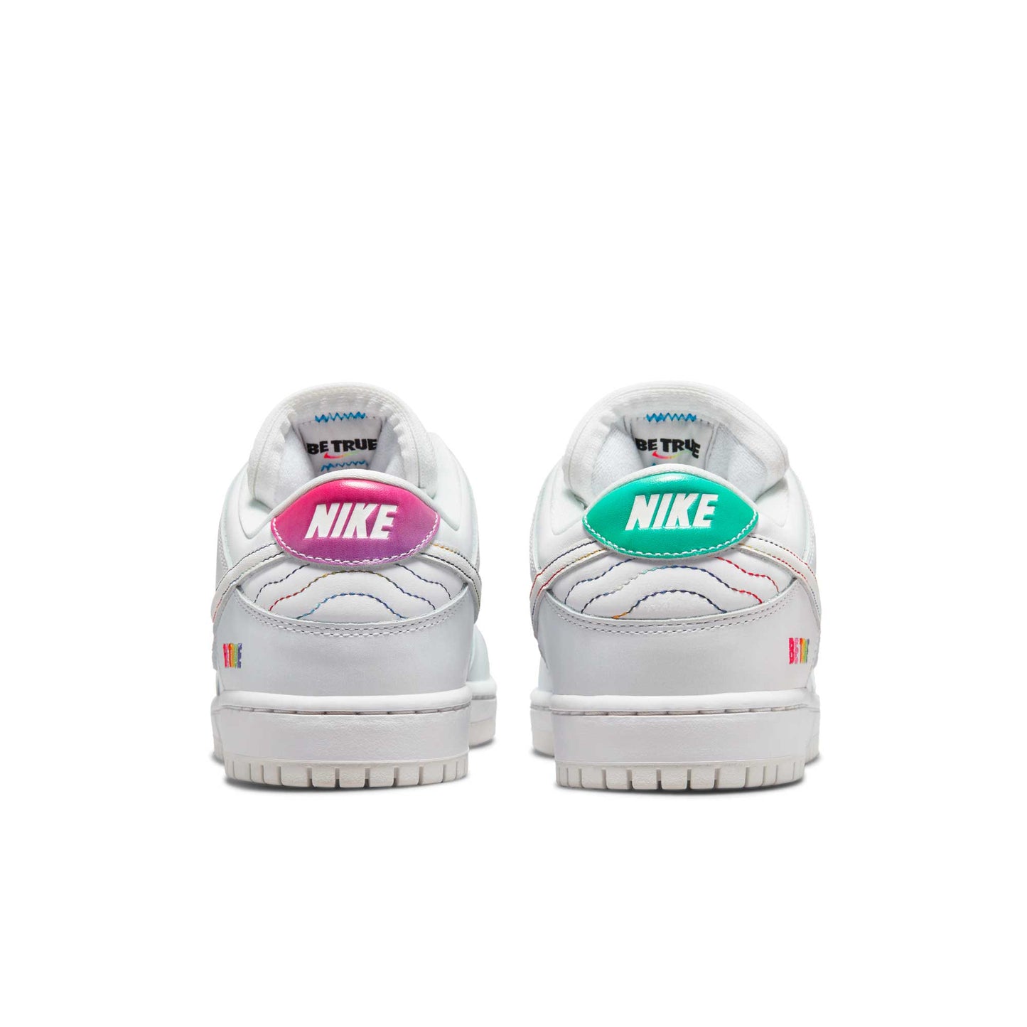 Nike SB Dunk Low Pro Be True, white/summit white - rainbow - Tiki Room Skateboards - 3