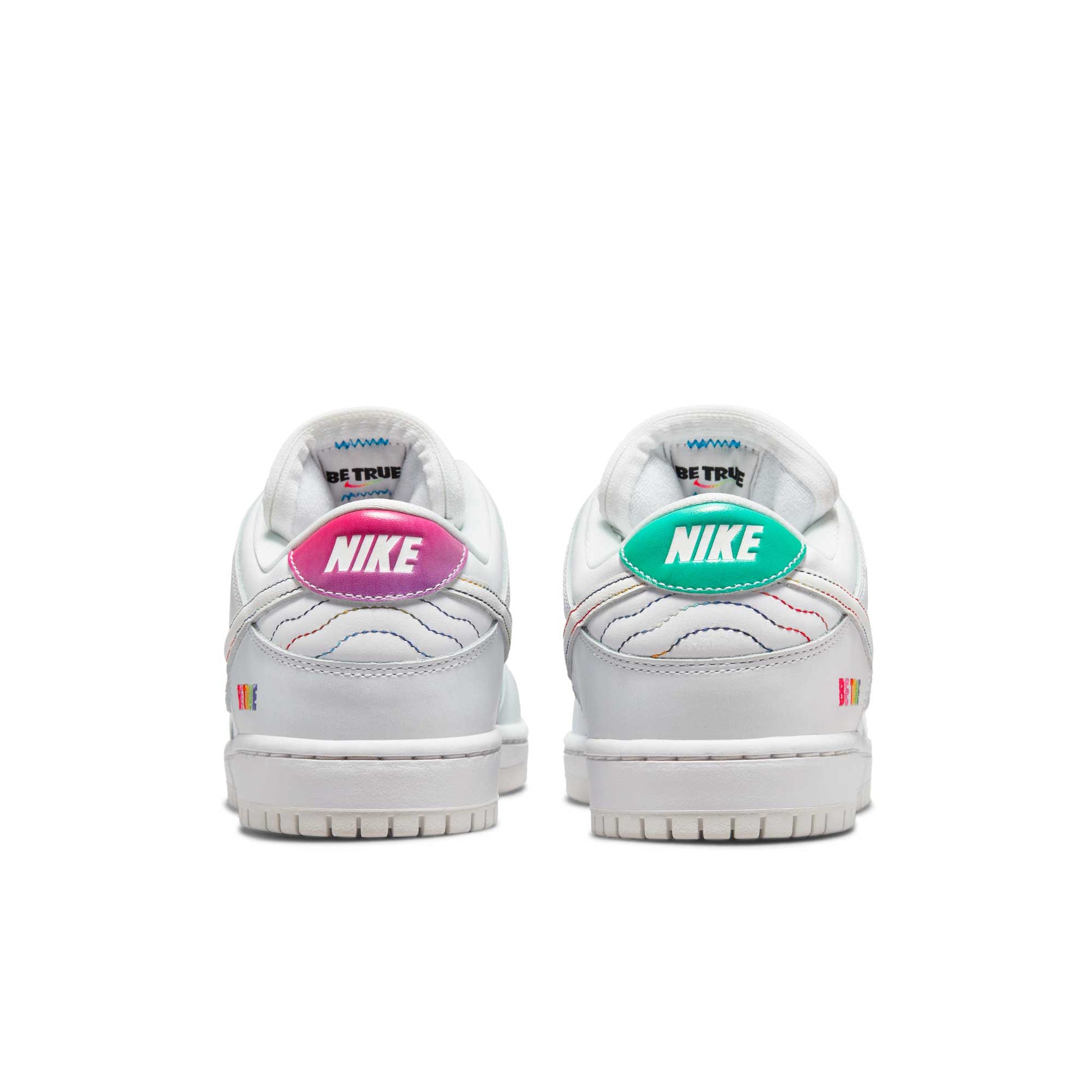 Nike SB Dunk Low Pro Be True, white/summit white - rainbow - Tiki Room Skateboards - 3