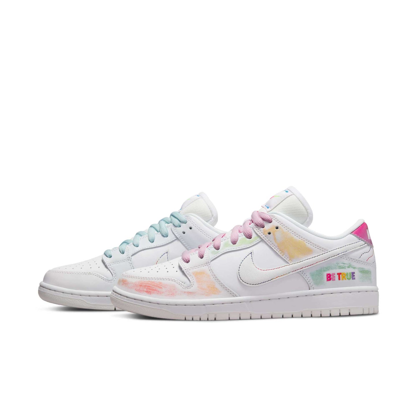 Nike SB Dunk Low Pro Be True, white/summit white - rainbow - Tiki Room Skateboards - 15