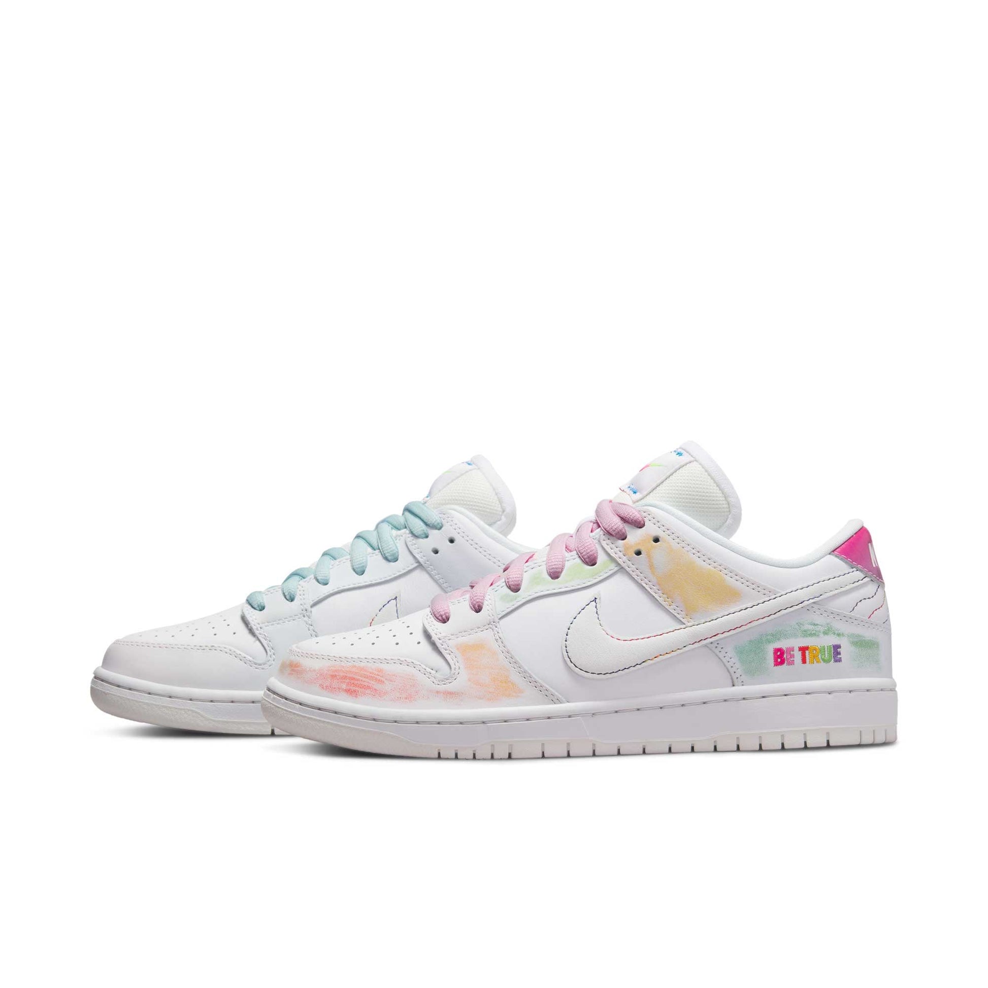 Nike SB Dunk Low Pro Be True, white/summit white - rainbow - Tiki Room Skateboards - 15