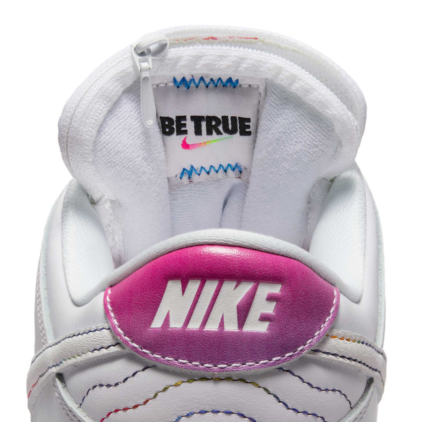 Nike SB Dunk Low Pro Be True, white/summit white - rainbow - Tiki Room Skateboards - 13