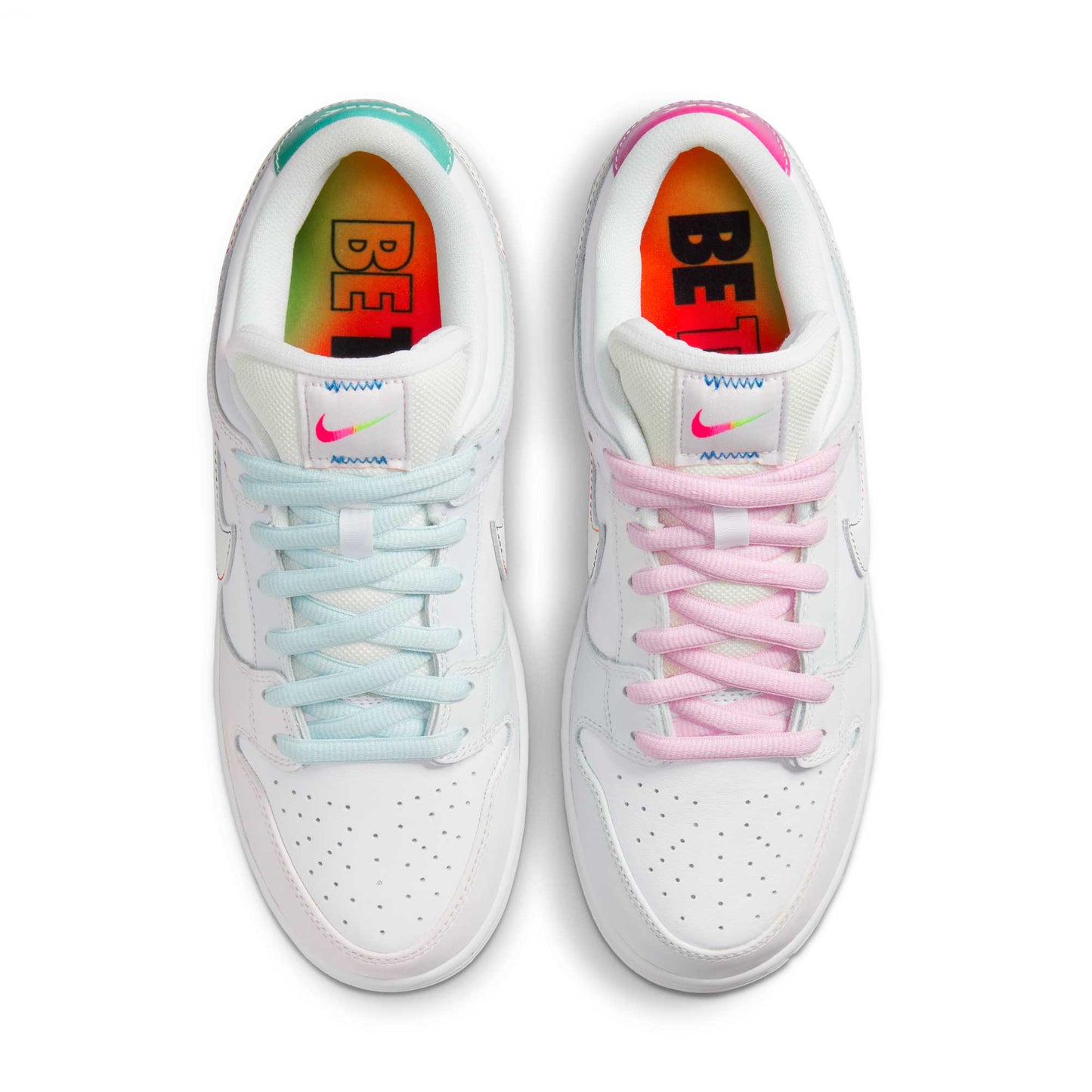 Nike SB Dunk Low Pro Be True, white/summit white - rainbow - Tiki Room Skateboards - 7