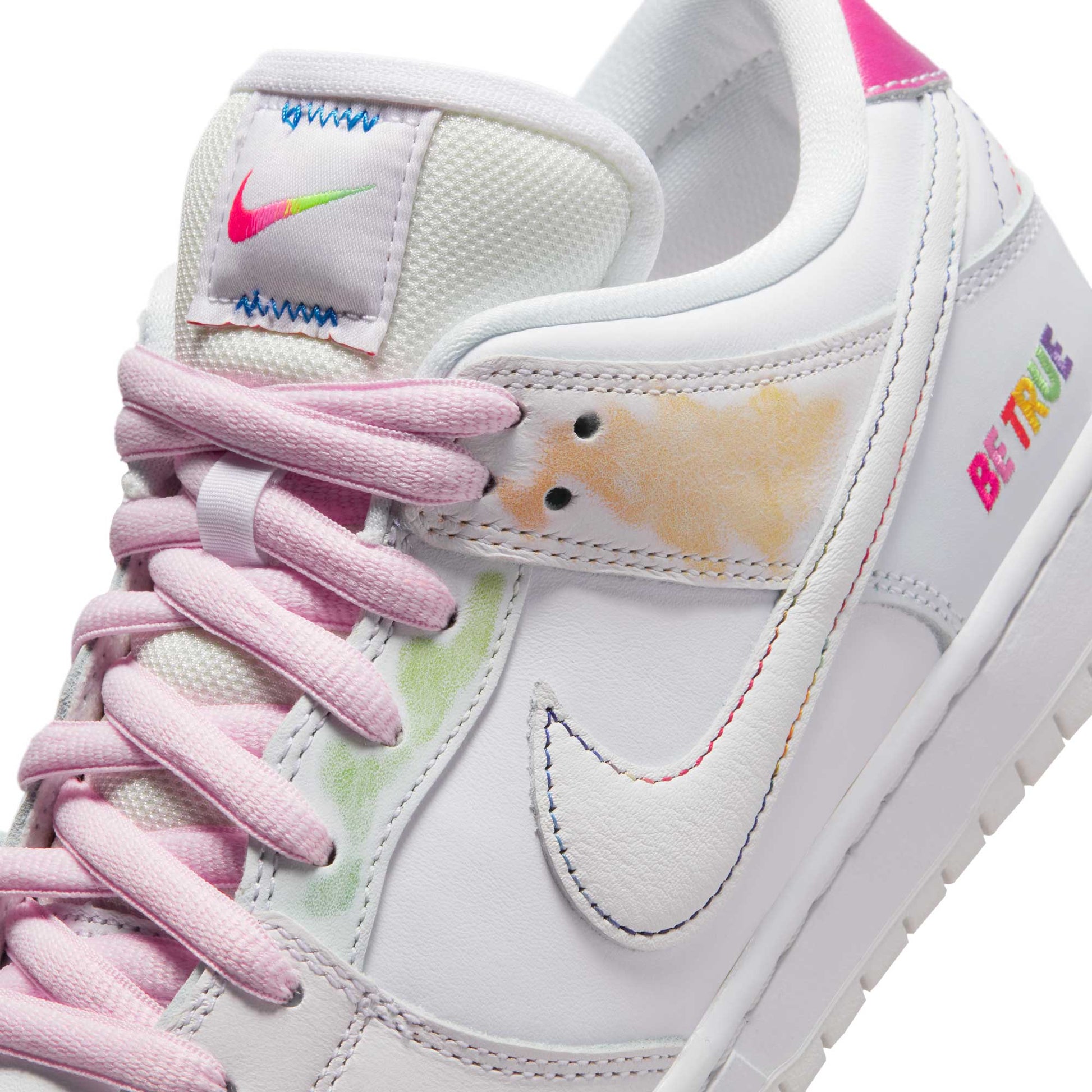Nike SB Dunk Low Pro Be True, white/summit white - rainbow - Tiki Room Skateboards - 14