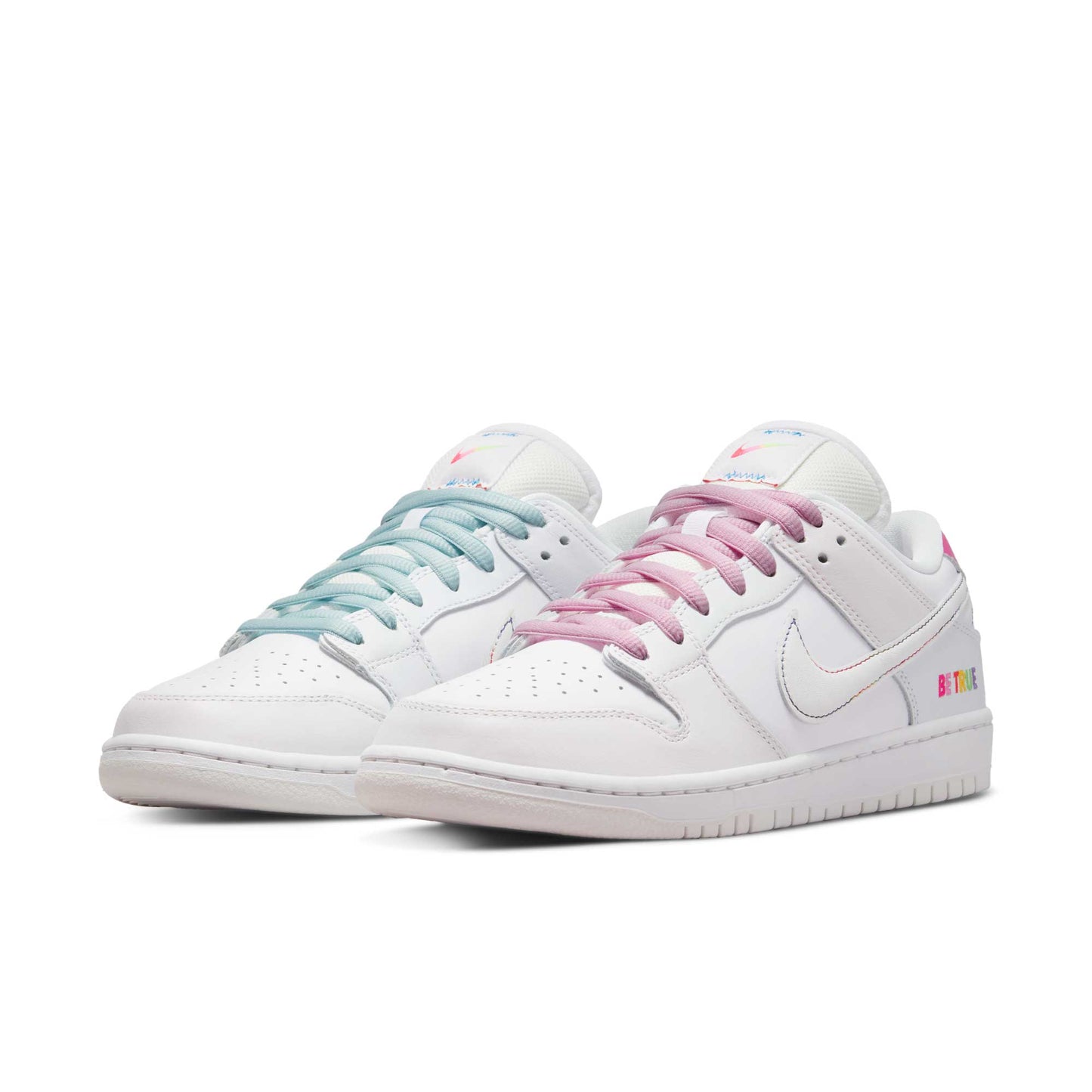 Nike SB Dunk Low Pro Be True, white/summit white - rainbow - Tiki Room Skateboards - 2