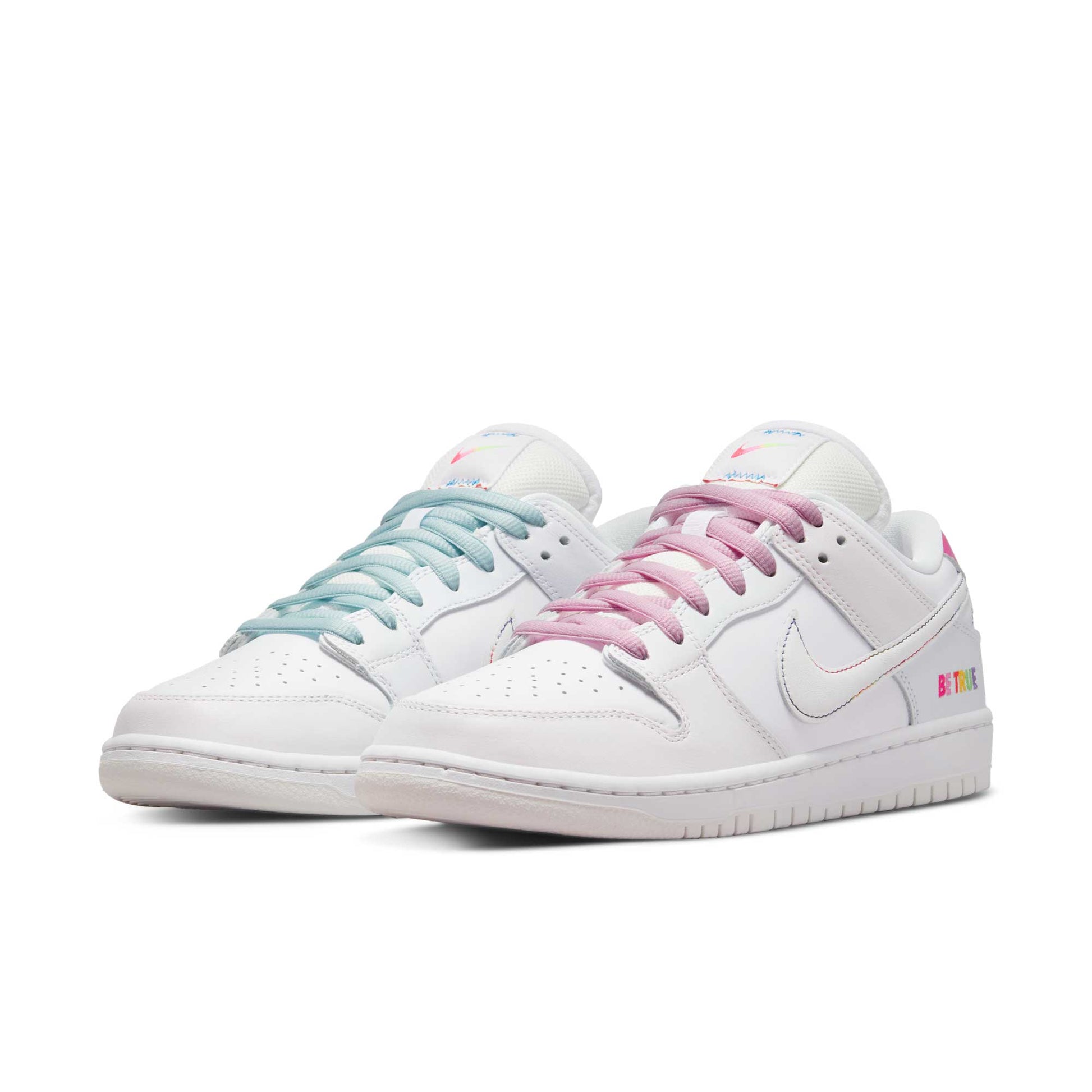 Nike SB Dunk Low Pro Be True, white/summit white - rainbow - Tiki Room Skateboards - 2