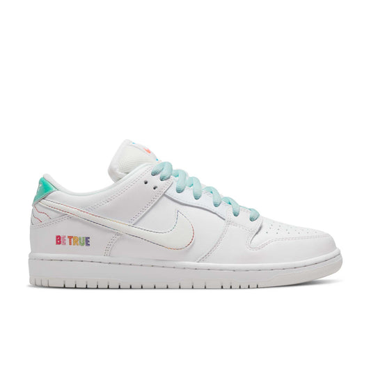 Nike SB Dunk Low Pro Be True, white/summit white - rainbow - Tiki Room Skateboards - 1