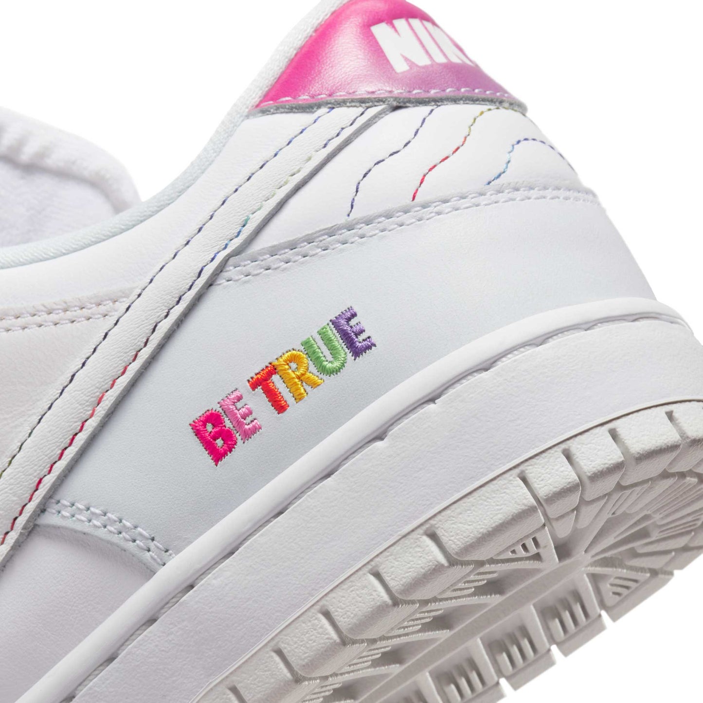 Nike SB Dunk Low Pro Be True, white/summit white - rainbow - Tiki Room Skateboards - 12