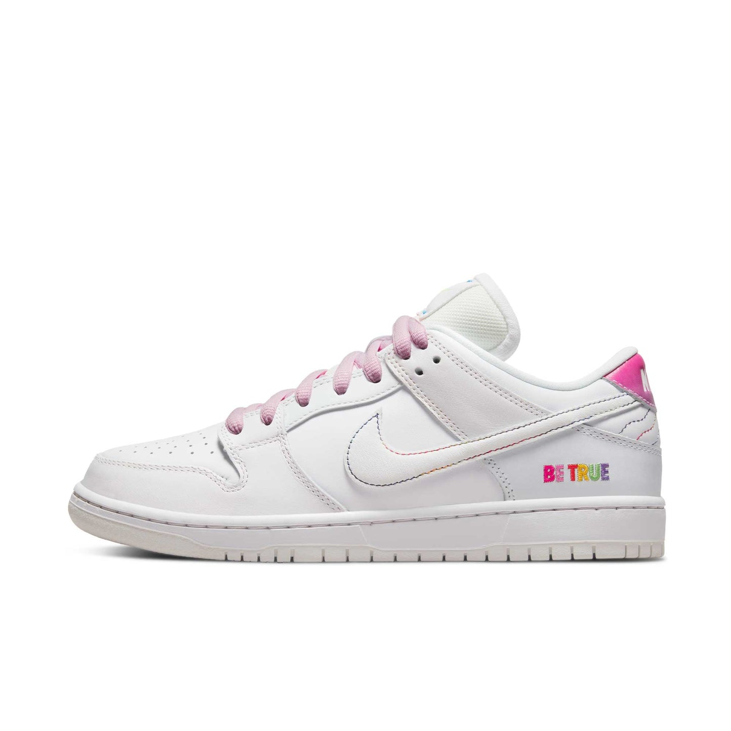 Nike SB Dunk Low Pro Be True, white/summit white - rainbow - Tiki Room Skateboards - 6