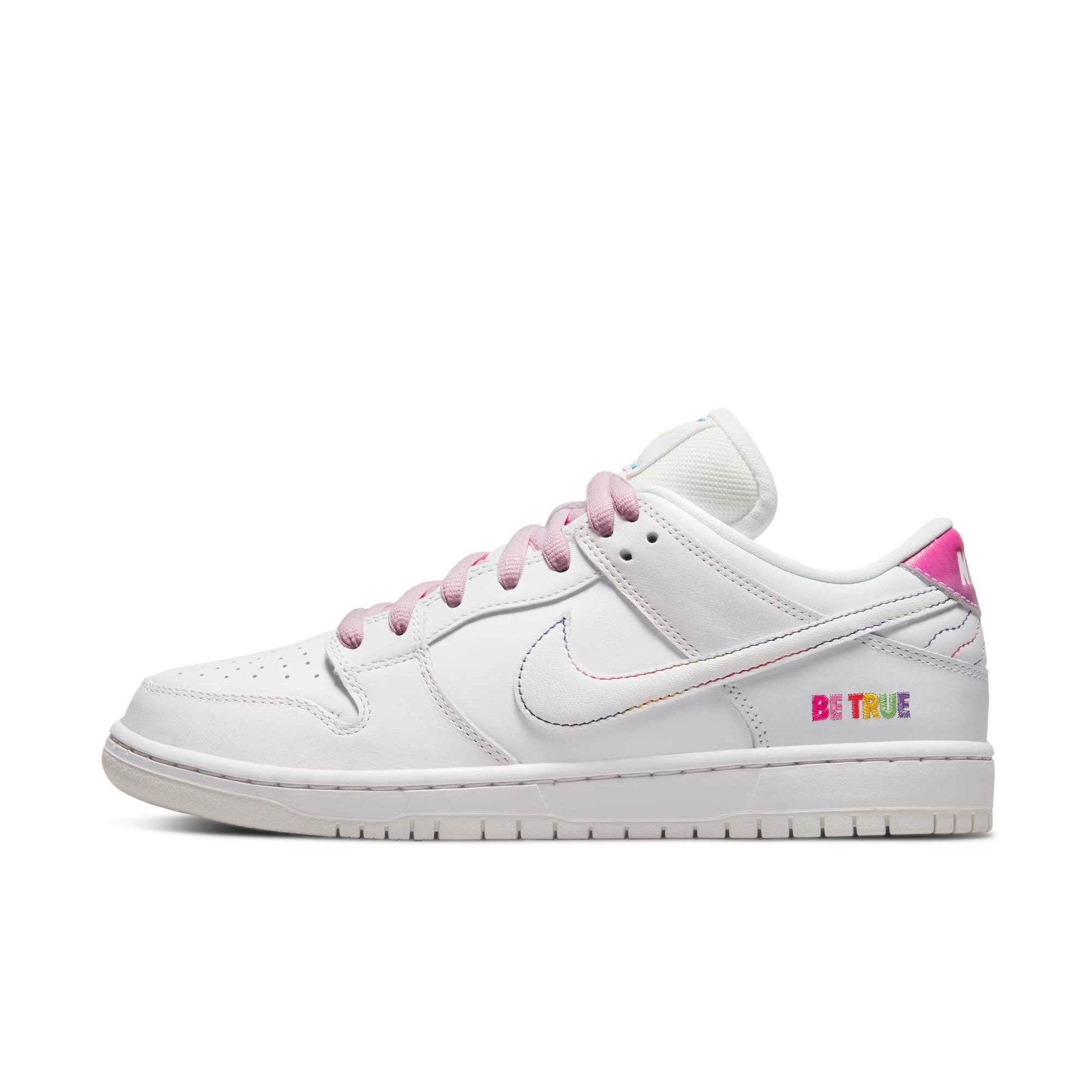 Nike SB Dunk Low Pro Be True, white/summit white - rainbow - Tiki Room Skateboards - 6