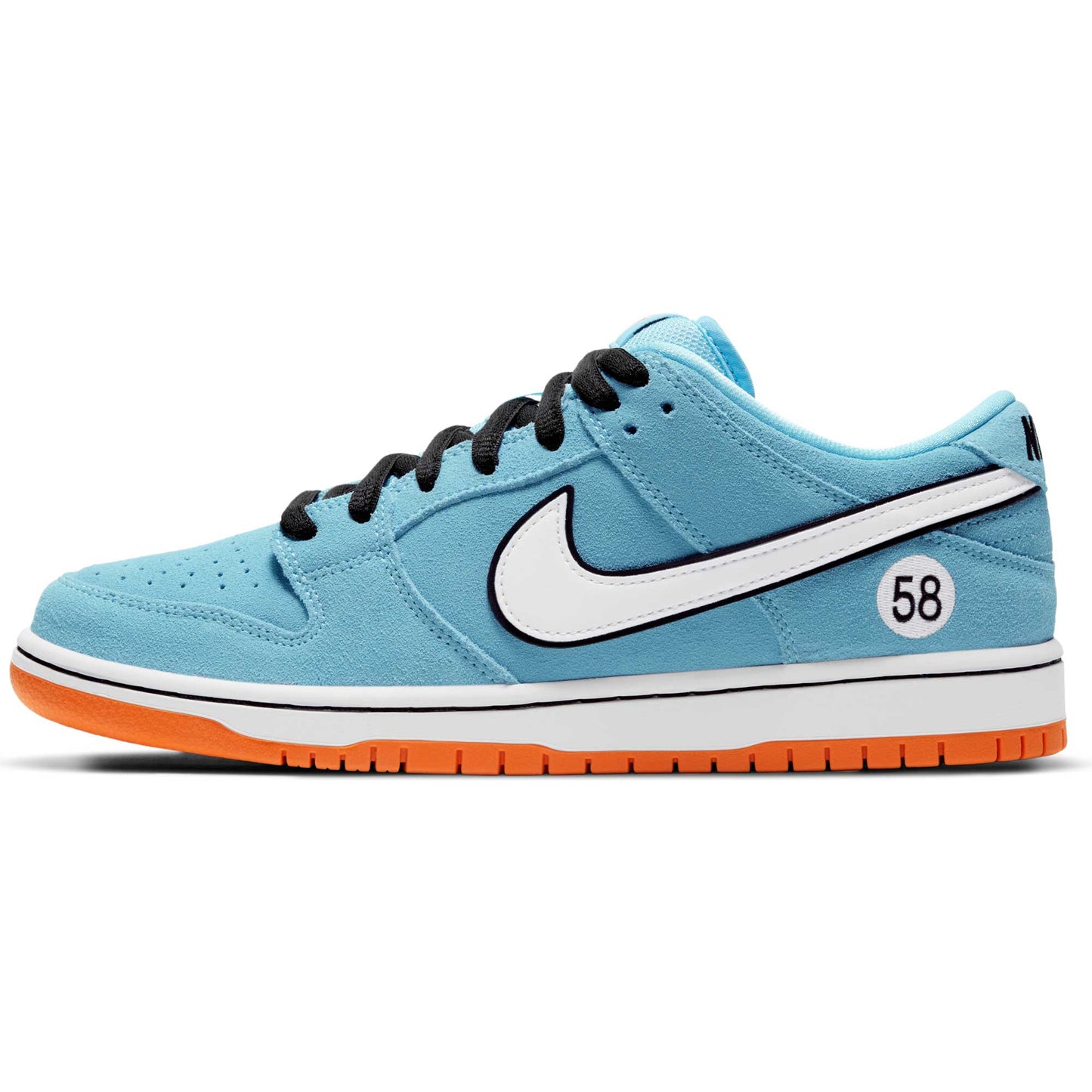 Nike SB Dunk Low Pro, blue chill/white - safety orange - black - Tiki Room Skateboards - 6