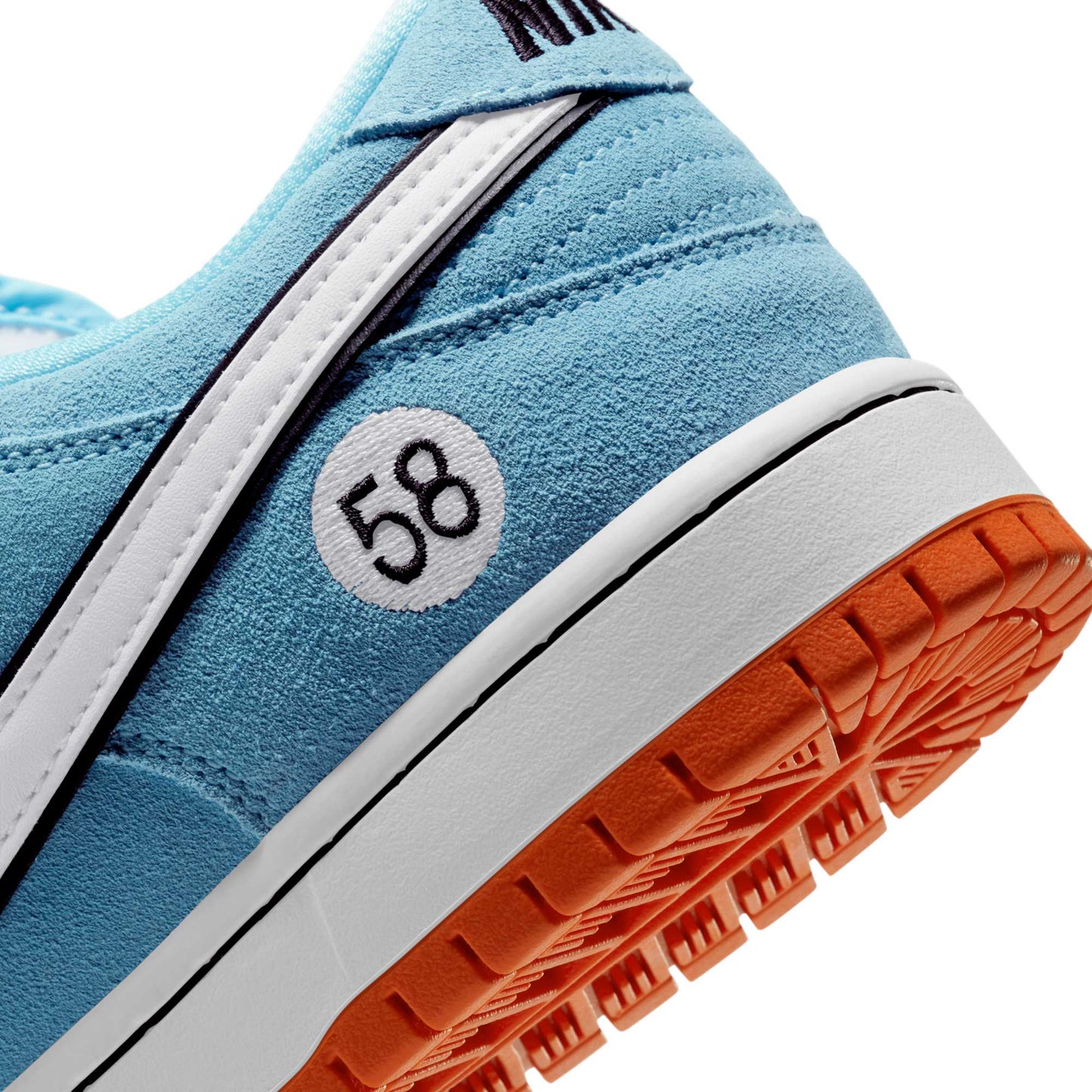 Nike SB Dunk Low Pro, blue chill/white - safety orange - black - Tiki Room Skateboards - 4
