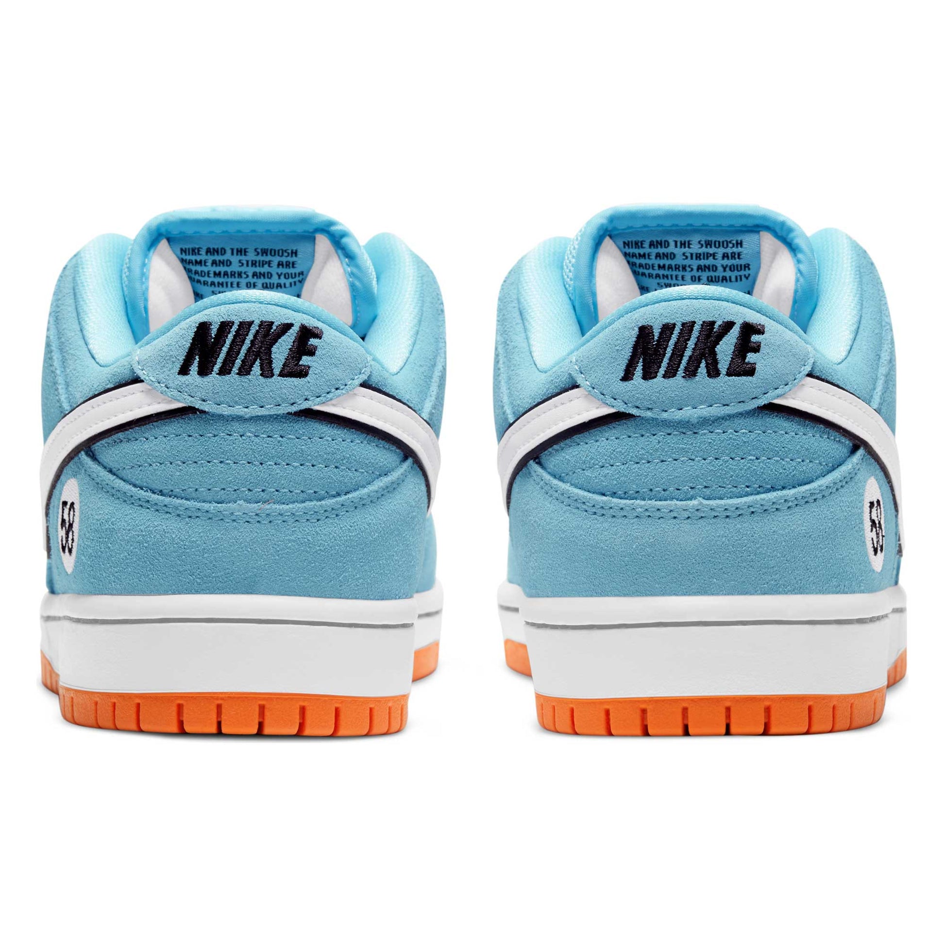 Nike SB Dunk Low Pro, blue chill/white - safety orange - black - Tiki Room Skateboards - 7
