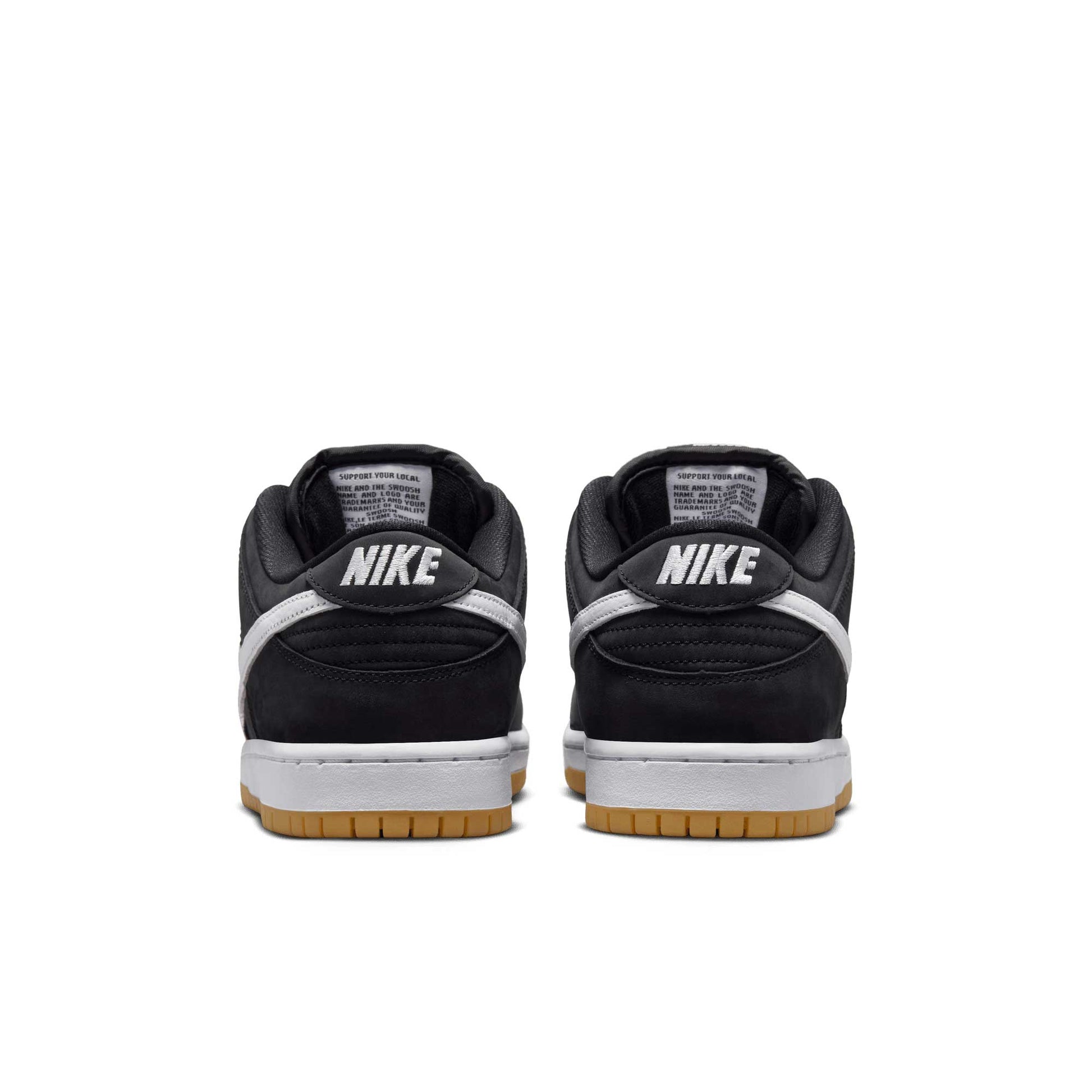 Nike SB Dunk Low Pro ISO, black/white-black-gum light brown - Tiki Room Skateboards - 6