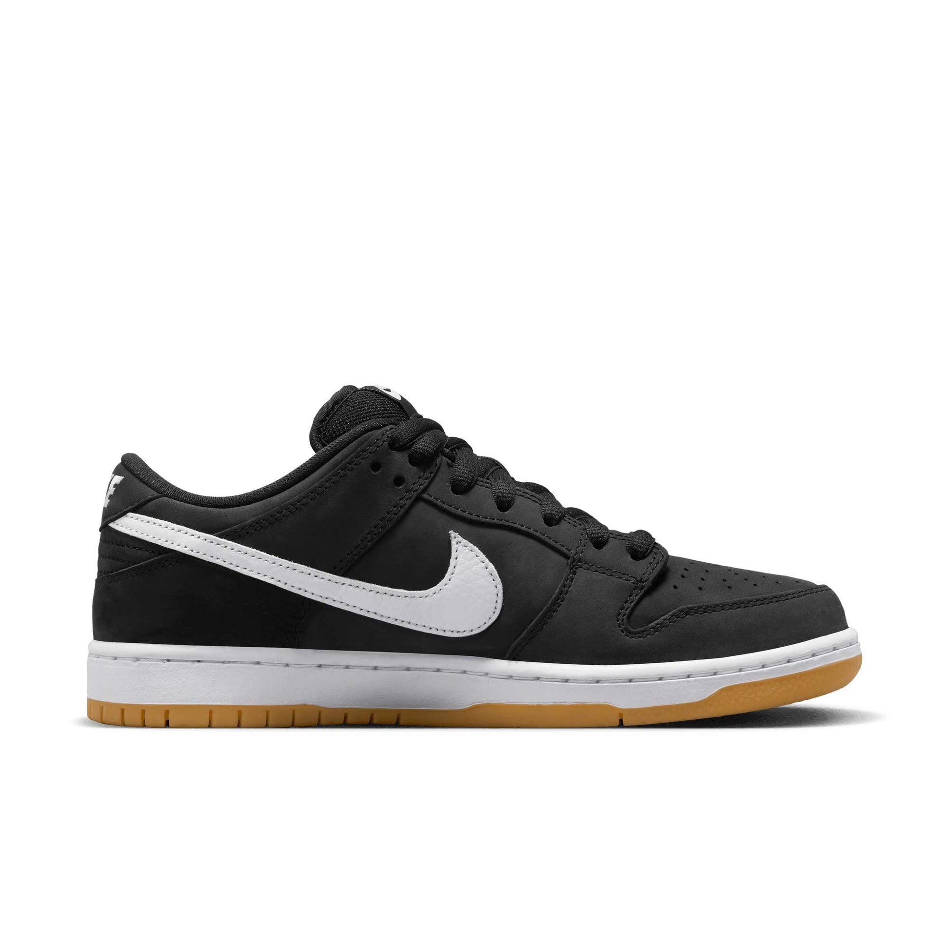 Nike SB Dunk Low Pro ISO, black/white-black-gum light brown - Tiki Room Skateboards - 10