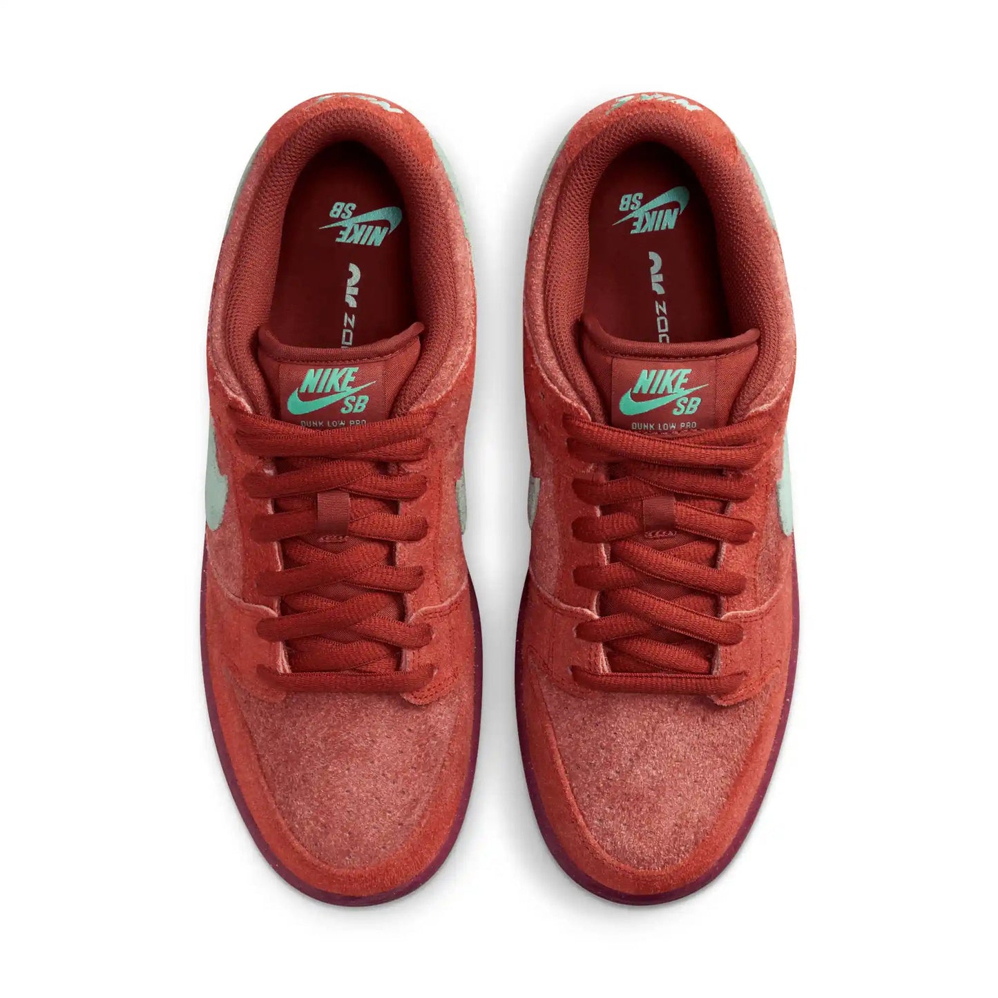 Nike SB Dunk Low Pro Premium, mystic red/emerald rise-rugged orange - Tiki Room Skateboards - 3