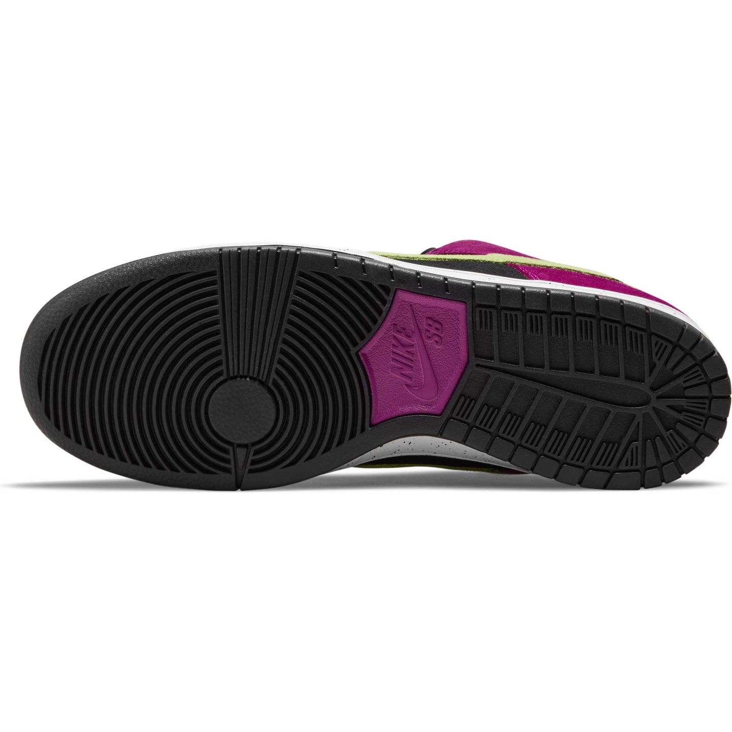 Nike SB Dunk Low Pro, red plum/citron - black - taxi - Tiki Room Skateboards - 9