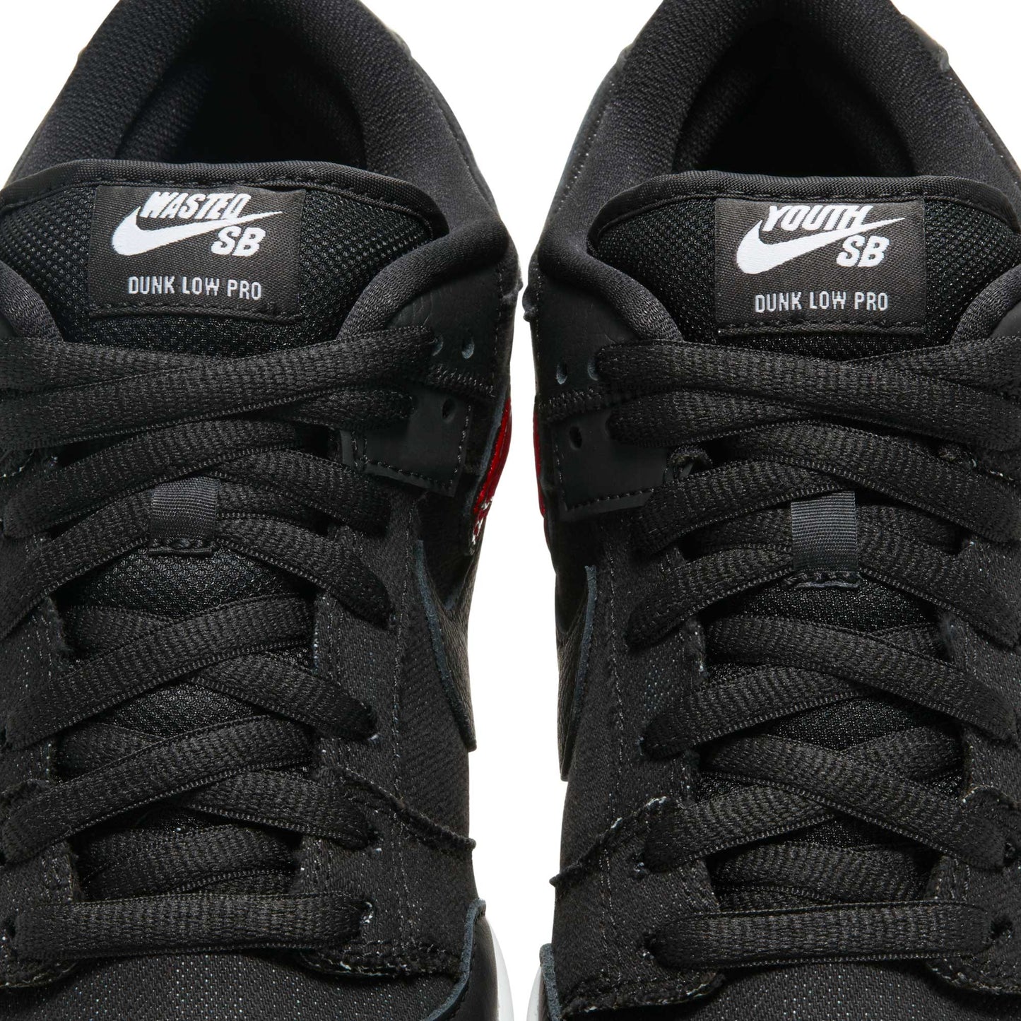 Nike SB Dunk Low Pro Wasted Youth, black/black - university red - white - Tiki Room Skateboards - 14