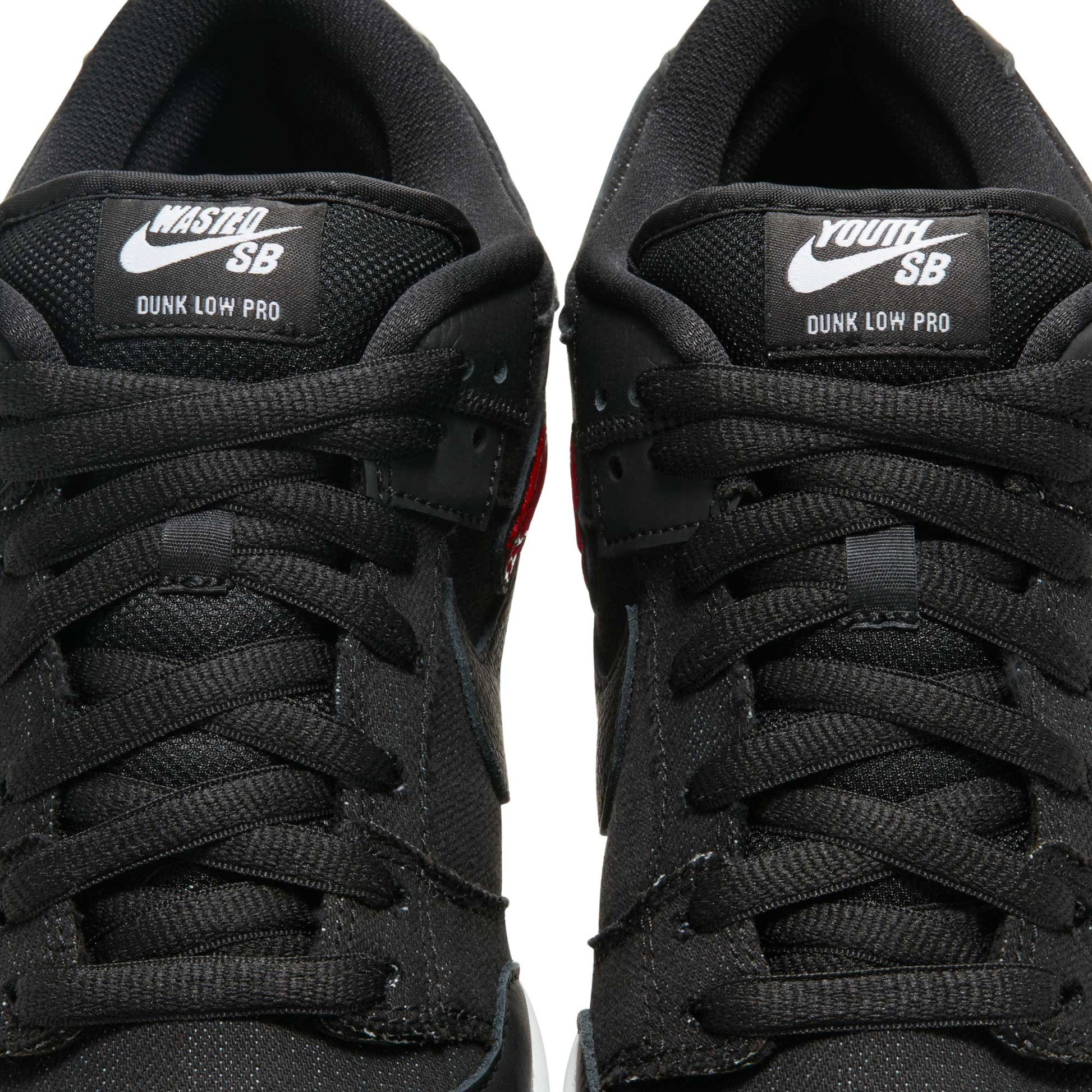 Nike SB Dunk Low Pro Wasted Youth, black/black - university red - white - Tiki Room Skateboards - 14