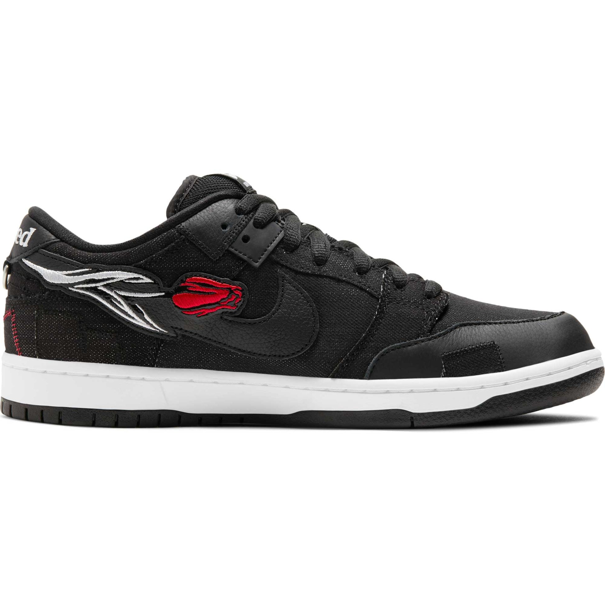 Nike SB Dunk Low Pro Wasted Youth, black/black - university red - white - Tiki Room Skateboards - 3