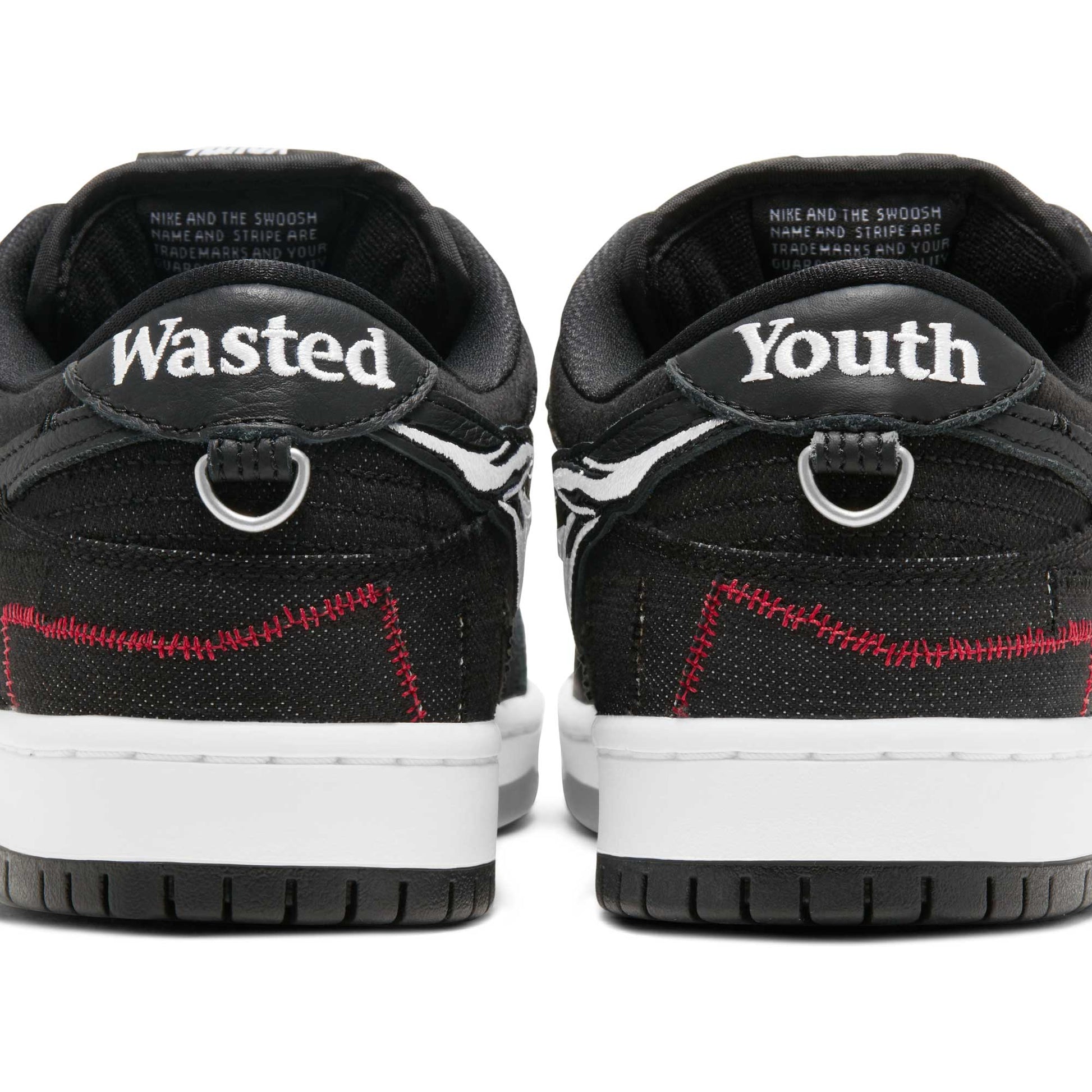 Nike SB Dunk Low Pro Wasted Youth, black/black - university red - white - Tiki Room Skateboards - 5