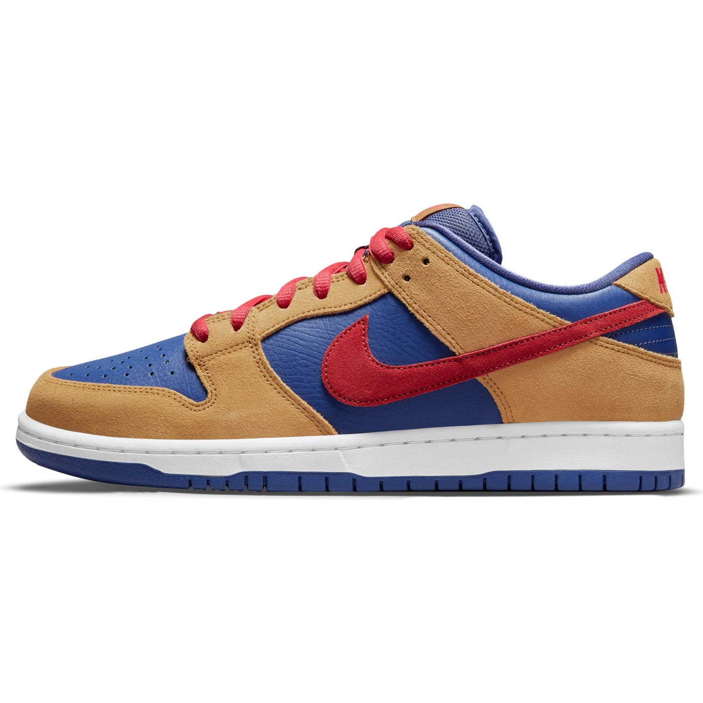 Nike SB Dunk Low Pro, wheat/lt fusion red - dk purple dust - white - Tiki Room Skateboards - 3