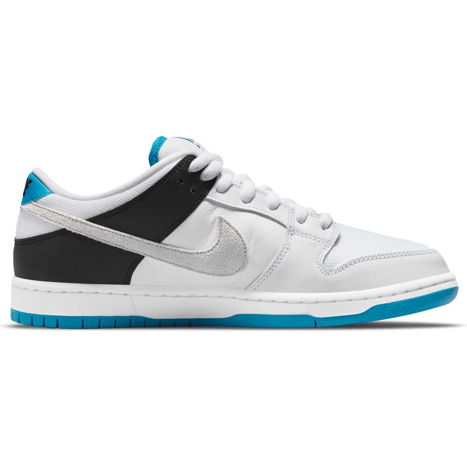 Nike SB Dunk Low Pro, white/neutral grey - black - laser blue - Tiki Room Skateboards - 8