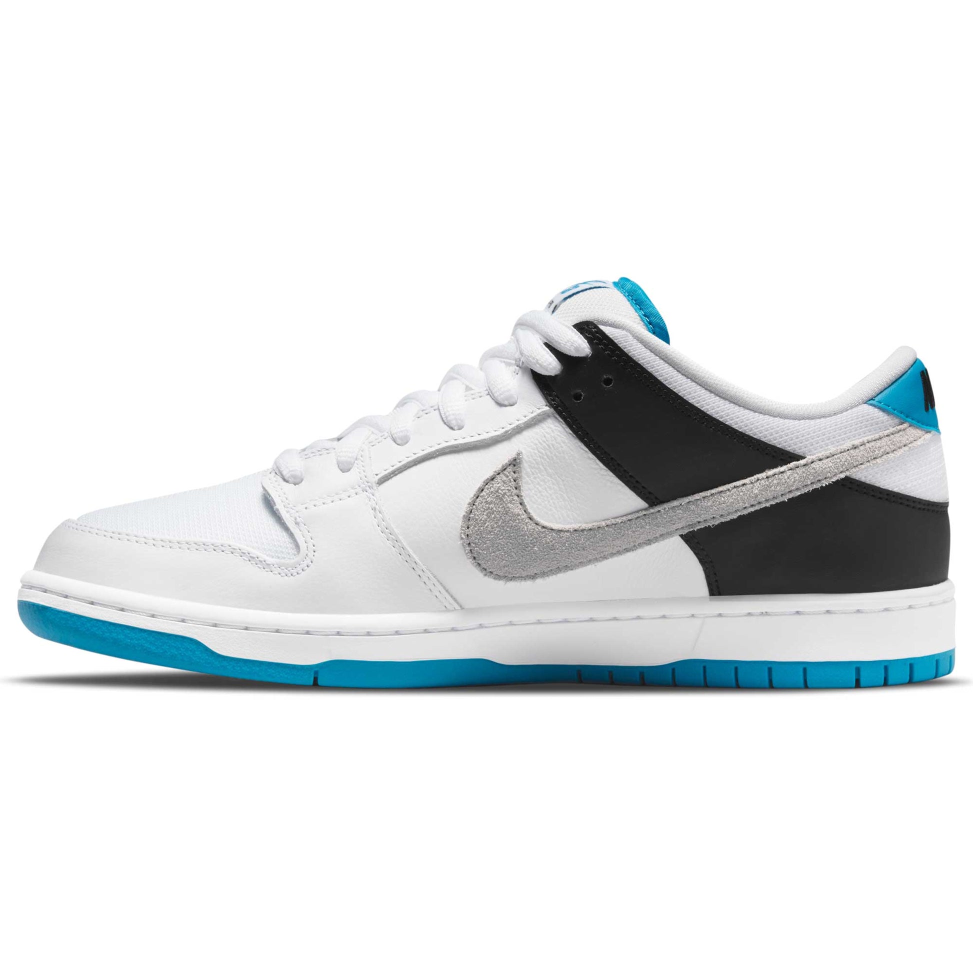 Nike SB Dunk Low Pro, white/neutral grey - black - laser blue - Tiki Room Skateboards - 7