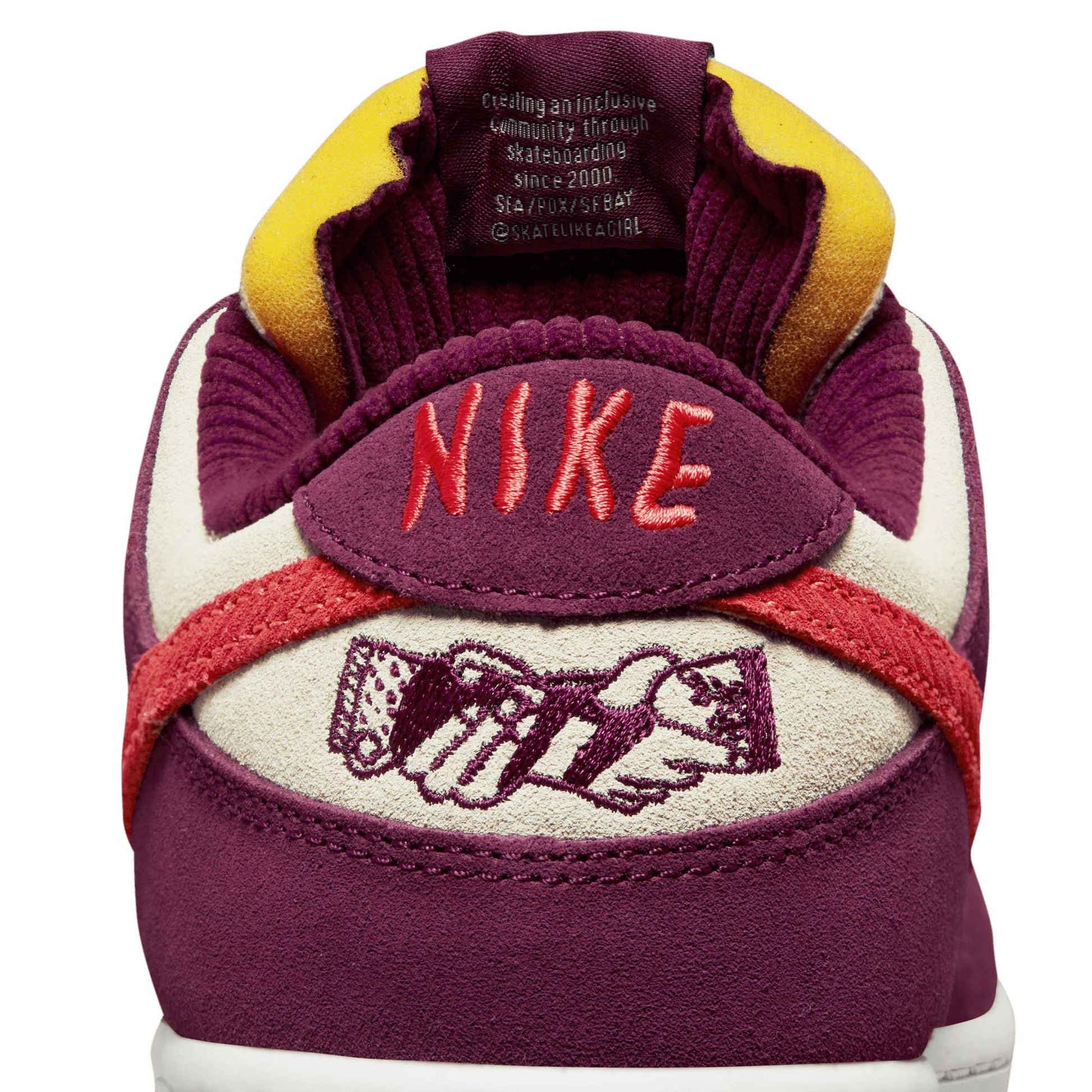 Nike SB Dunk Low X Skate Like A Girl, dark beetroot/lt crimson - light bone - Tiki Room Skateboards - 14