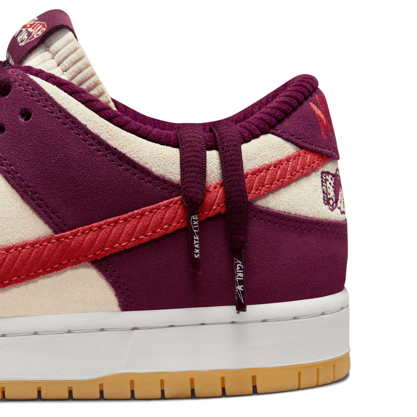 Nike SB Dunk Low X Skate Like A Girl, dark beetroot/lt crimson - light bone - Tiki Room Skateboards - 15