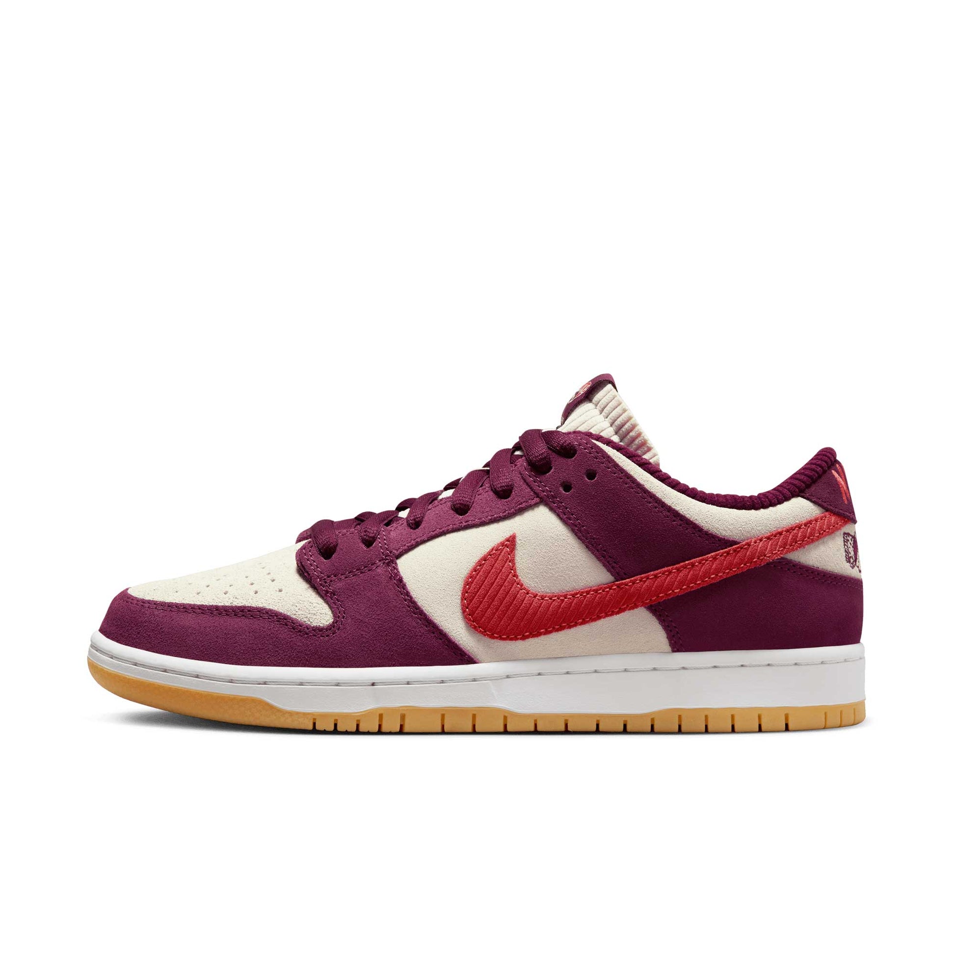 Nike SB Dunk Low X Skate Like A Girl, dark beetroot/lt crimson - light bone - Tiki Room Skateboards - 7