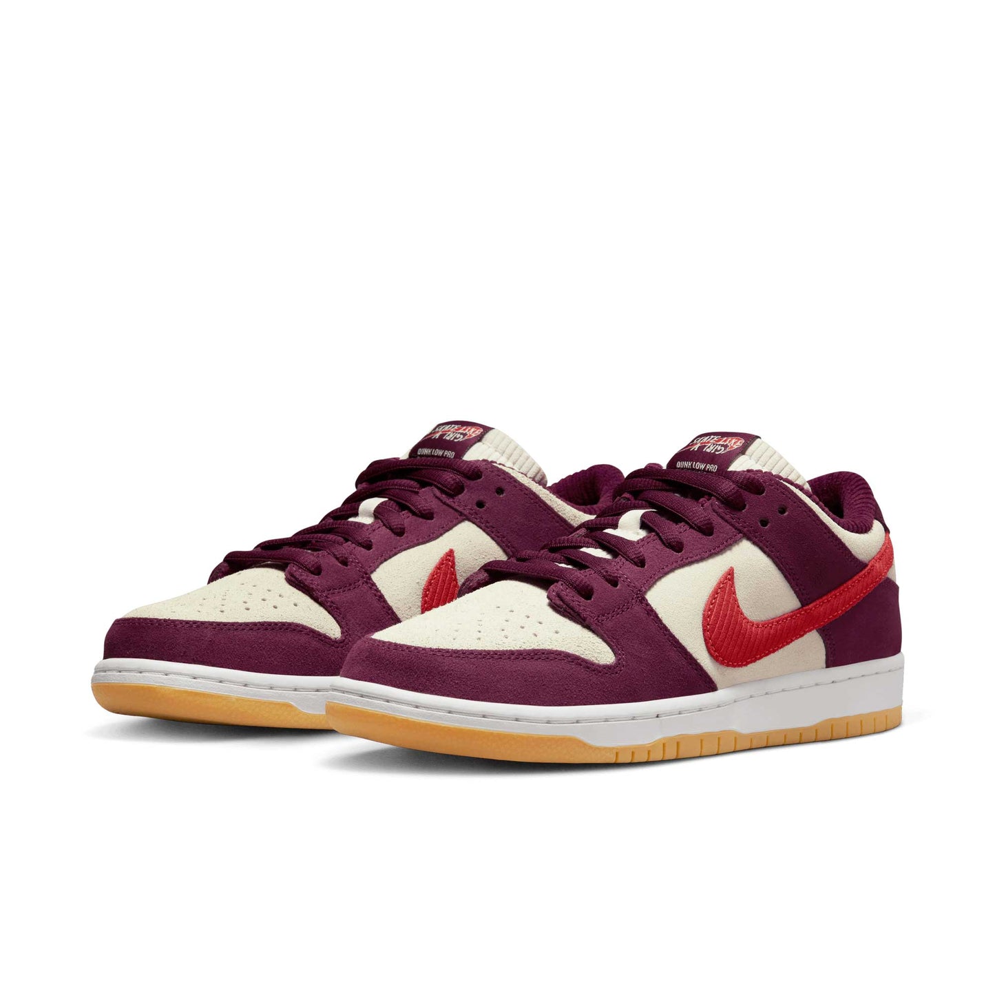Nike SB Dunk Low X Skate Like A Girl, dark beetroot/lt crimson - light bone - Tiki Room Skateboards - 2