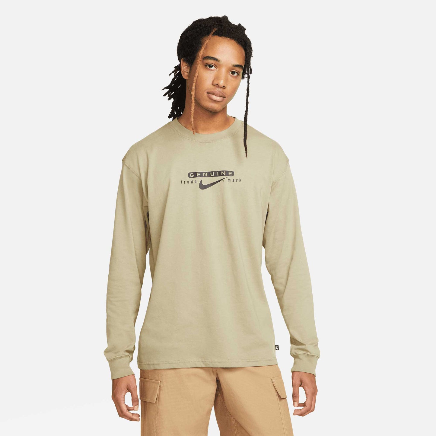 Nike SB Long Sleeved Tee, neutral olive - Tiki Room Skateboards - 1