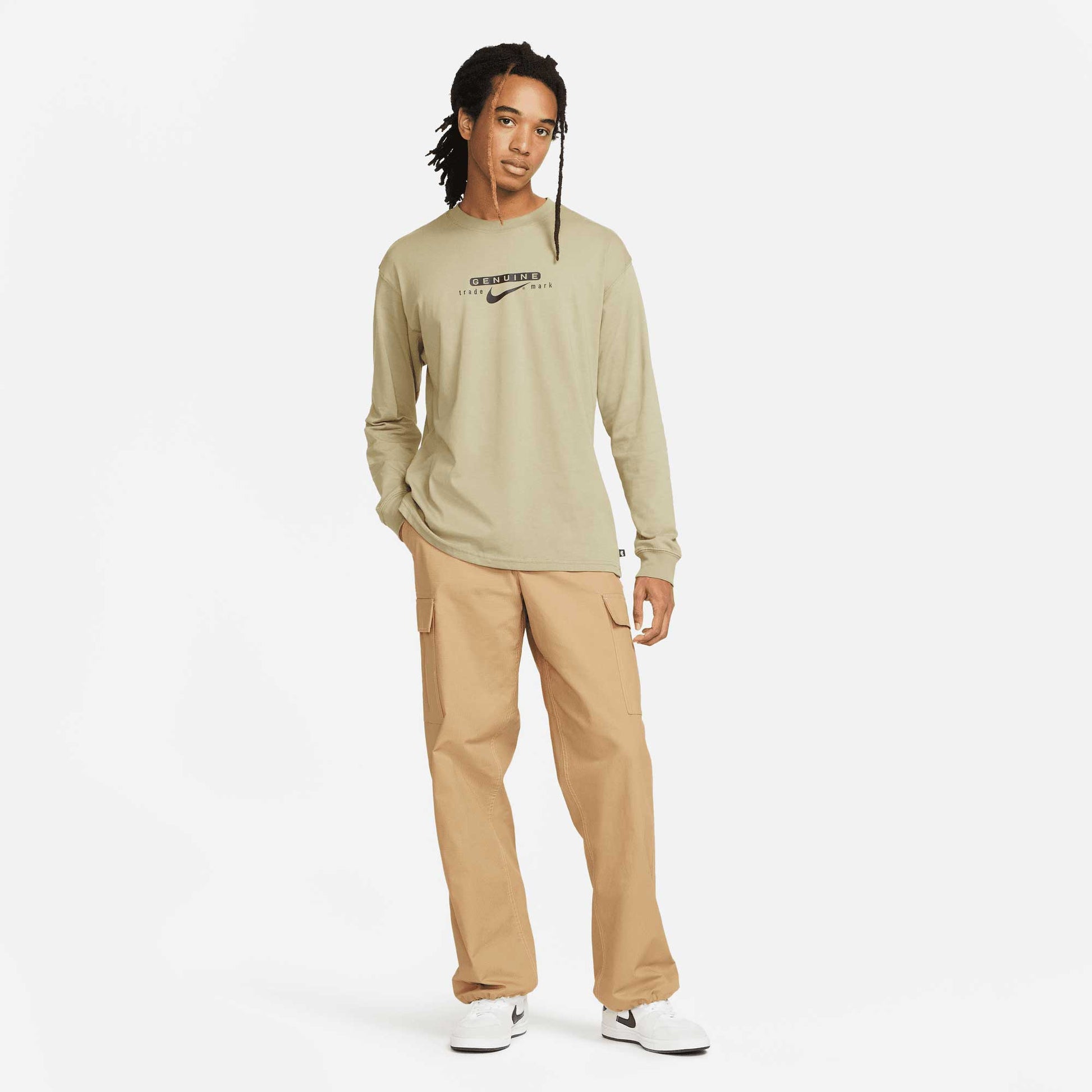 Nike SB Long Sleeved Tee, neutral olive - Tiki Room Skateboards - 4