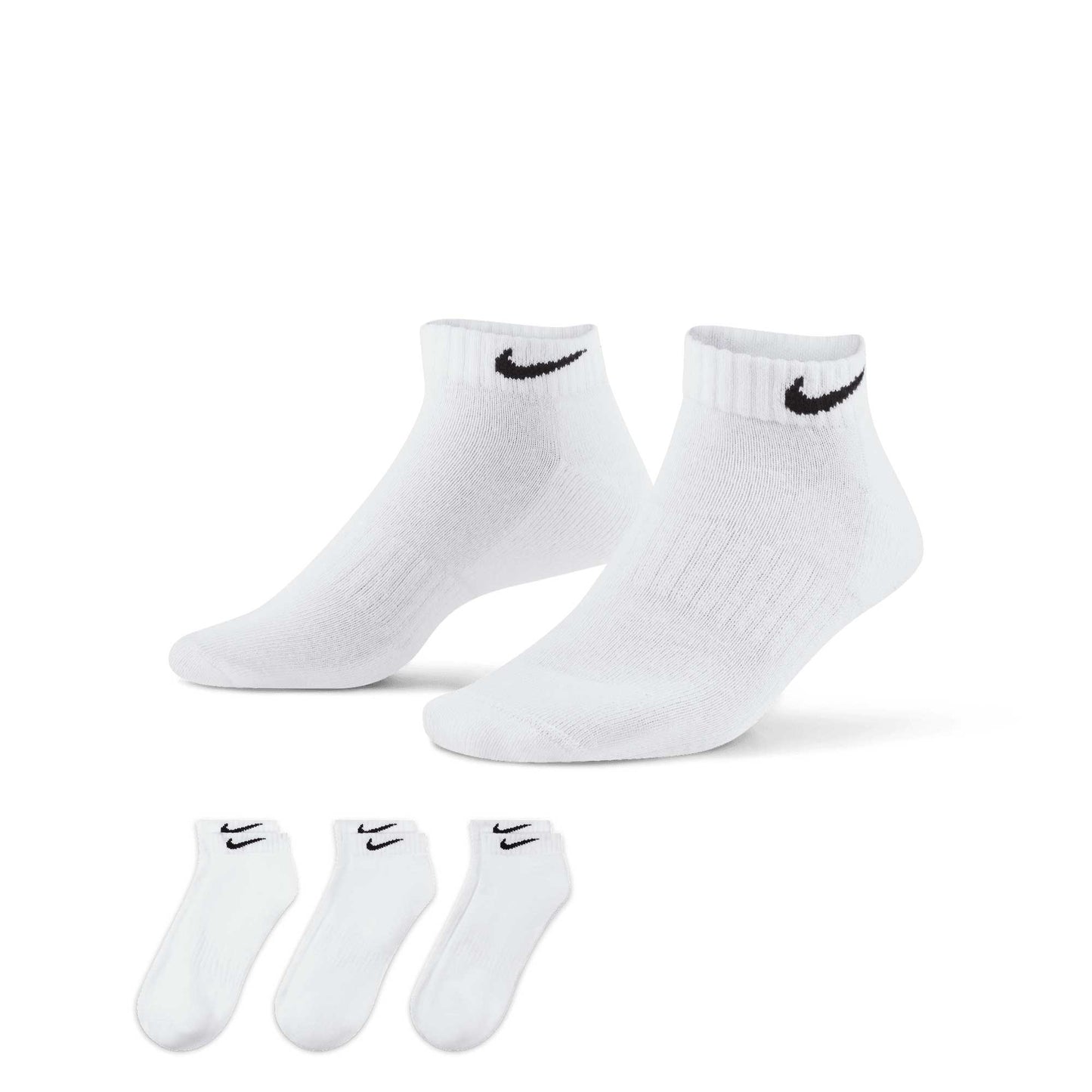 Nike SB Nike Everyday Cushioned Socks (3-Pack), white/black, white/black - Tiki Room Skateboards - 3