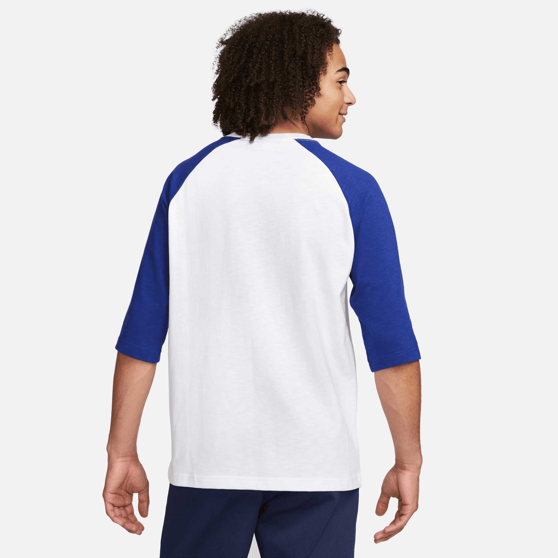 Nike SB Raglan Skate T-Shirt, white/deep royal blue - Tiki Room Skateboards - 3