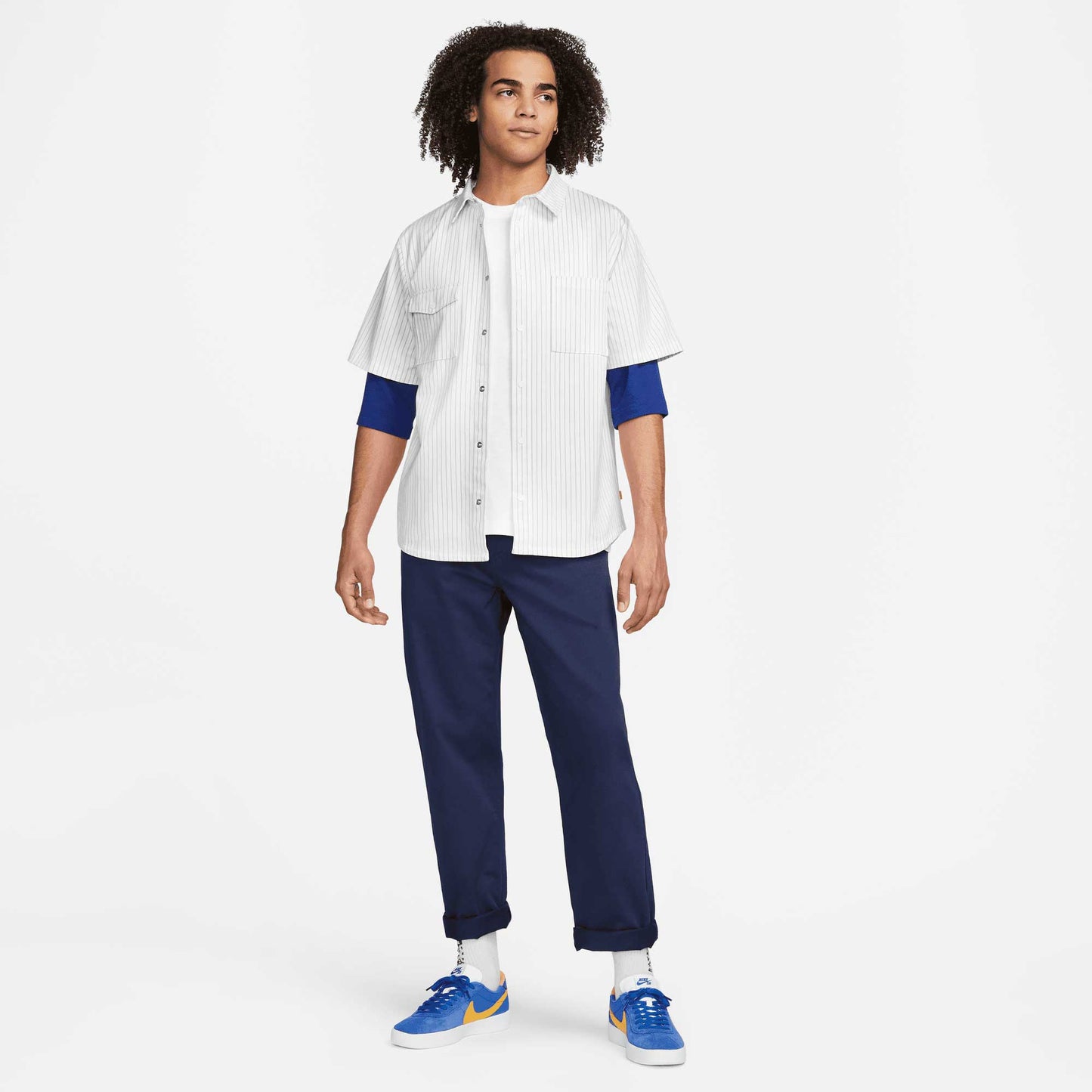 Nike SB Raglan Skate T-Shirt, white/deep royal blue - Tiki Room Skateboards - 5