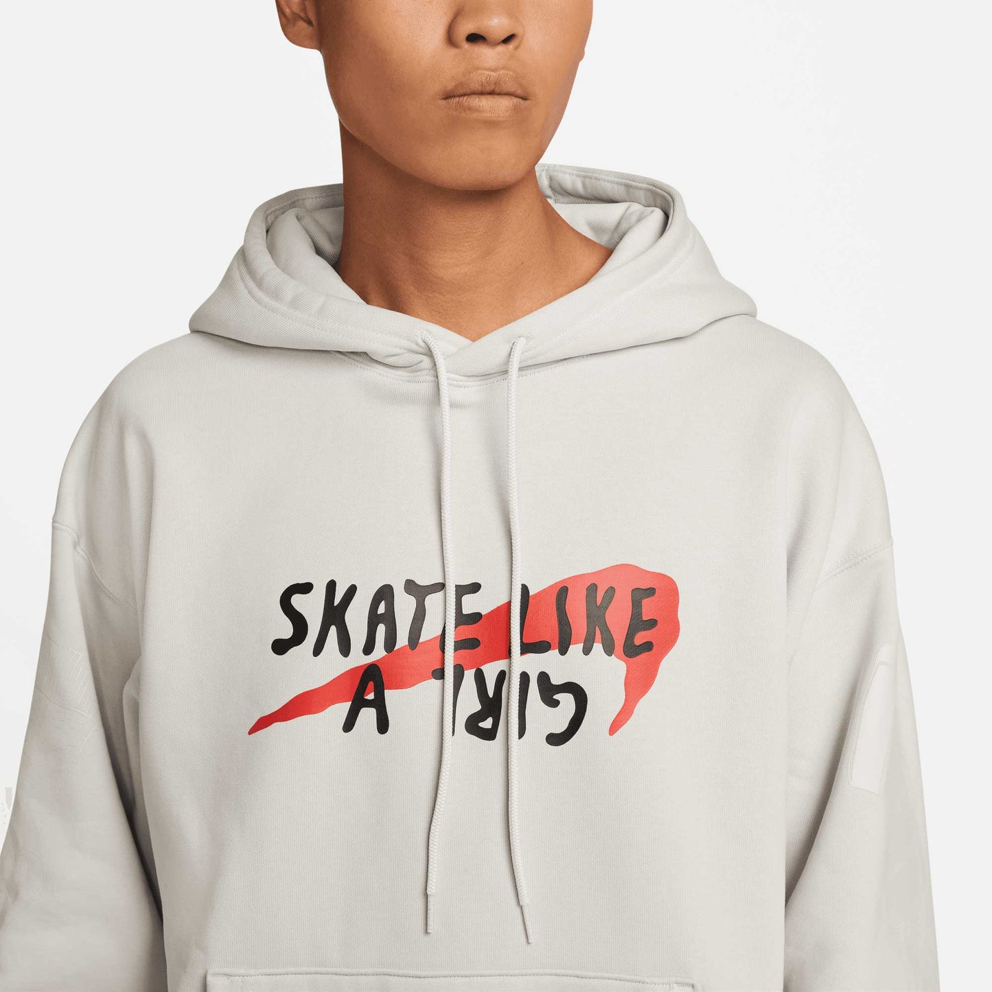 Nike SB Skate Like A Girl Hoodie, light bone/light bone/black/lt crimson - Tiki Room Skateboards - 3