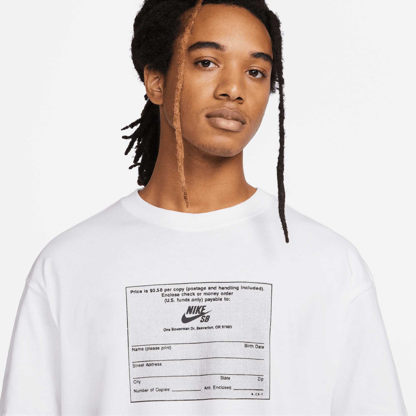Nike SB Skate Mag Card T-Shirt, white - Tiki Room Skateboards - 1