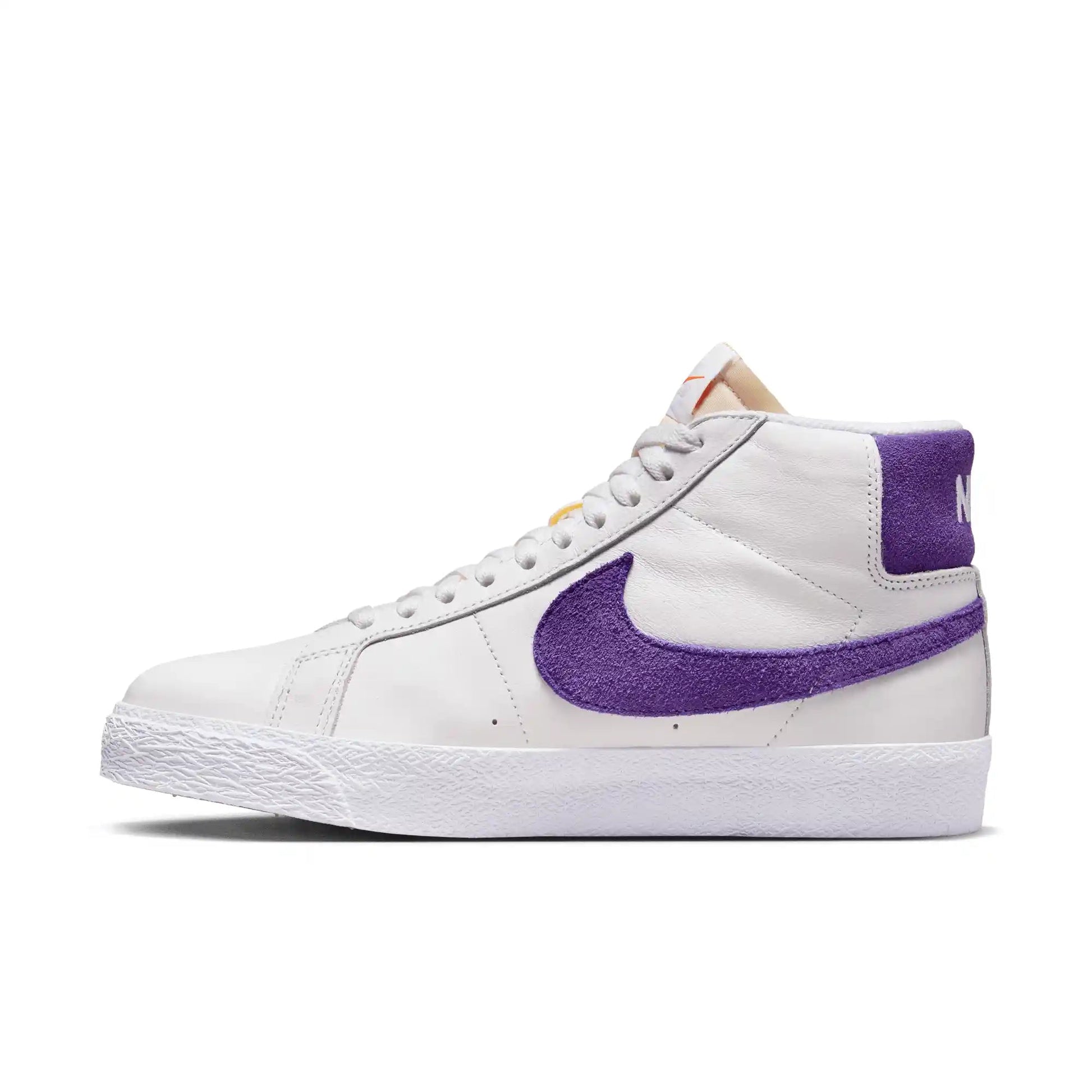 Nike SB Zoom Blazer Mid, white/court purple-white-gum light brown - Tiki Room Skateboards - 7