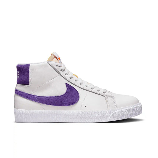Nike SB Zoom Blazer Mid, white/court purple-white-gum light brown - Tiki Room Skateboards - 1