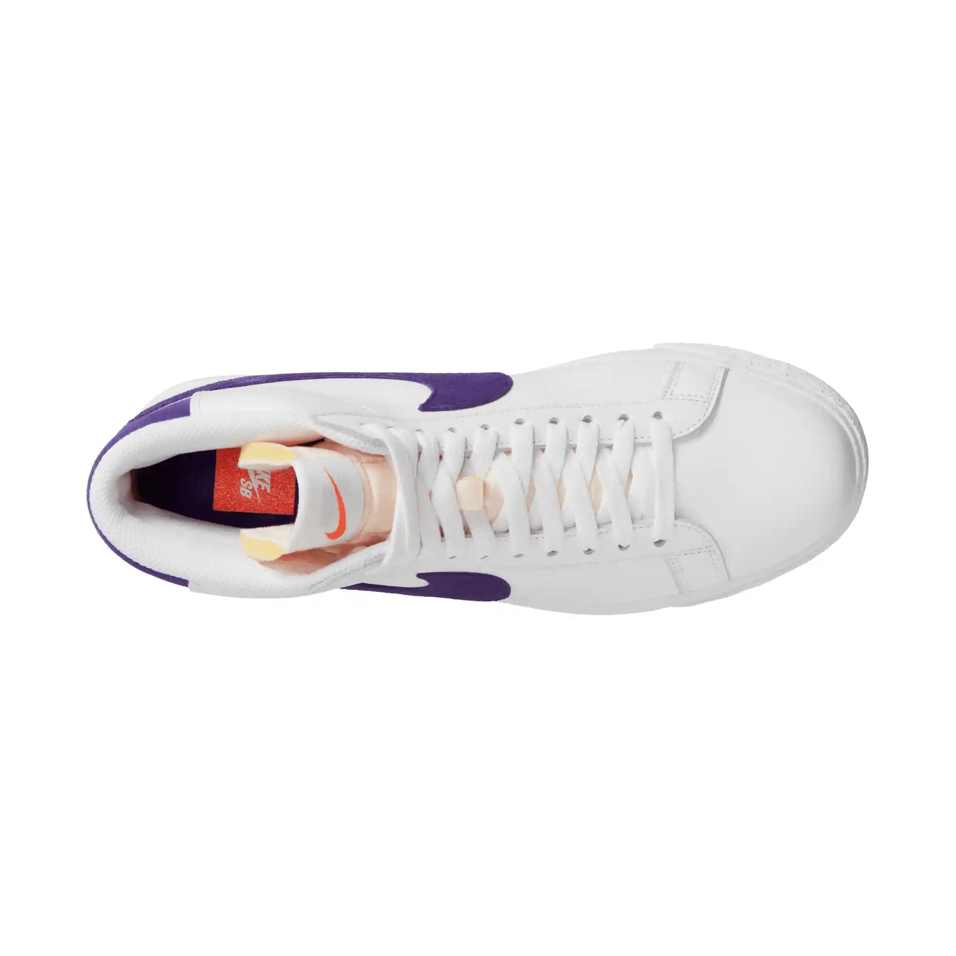 Nike SB Zoom Blazer Mid, white/court purple-white-gum light brown - Tiki Room Skateboards - 10