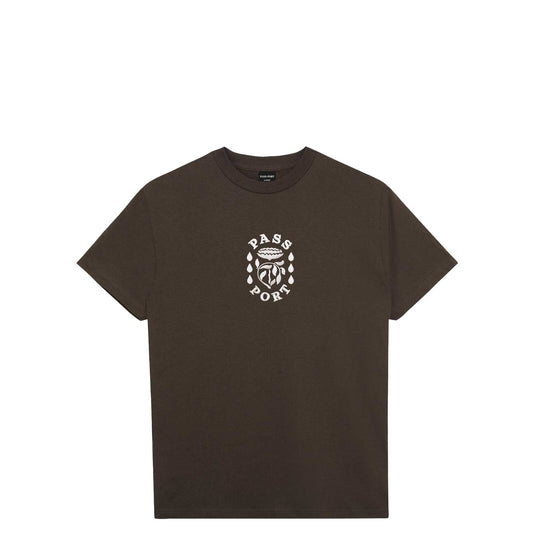 Passport Fountain Embroidery Tee, bark - Tiki Room Skateboards - 1