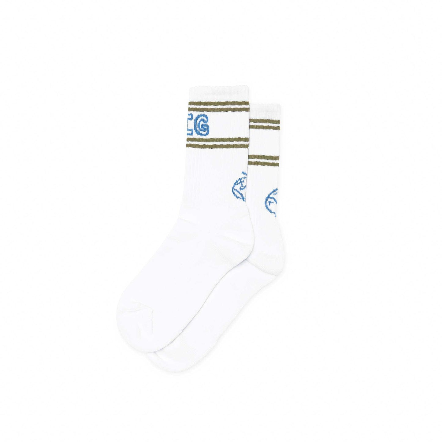 Polar Big Boy socks, white/army/blue, white/army/blue - Tiki Room Skateboards - 1