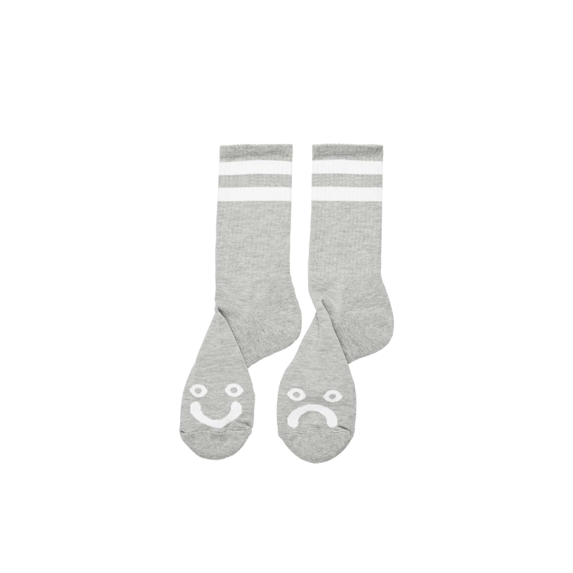 Polar Happy Sad socks, heather grey, heather grey - Tiki Room Skateboards - 1