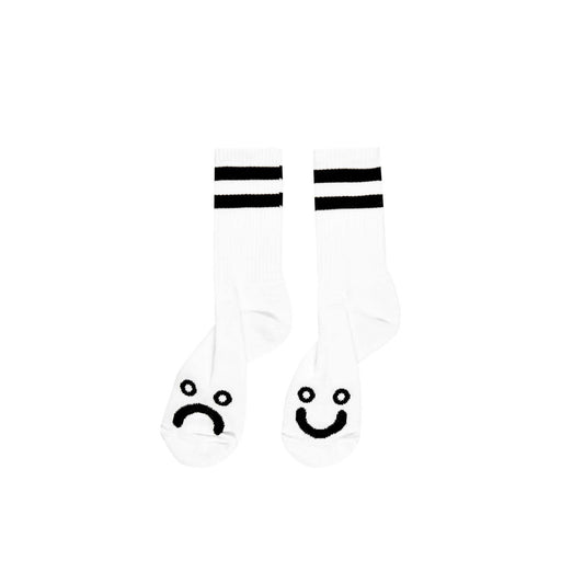 Polar Happy Sad Socks, White - Tiki Room Skateboards - 1