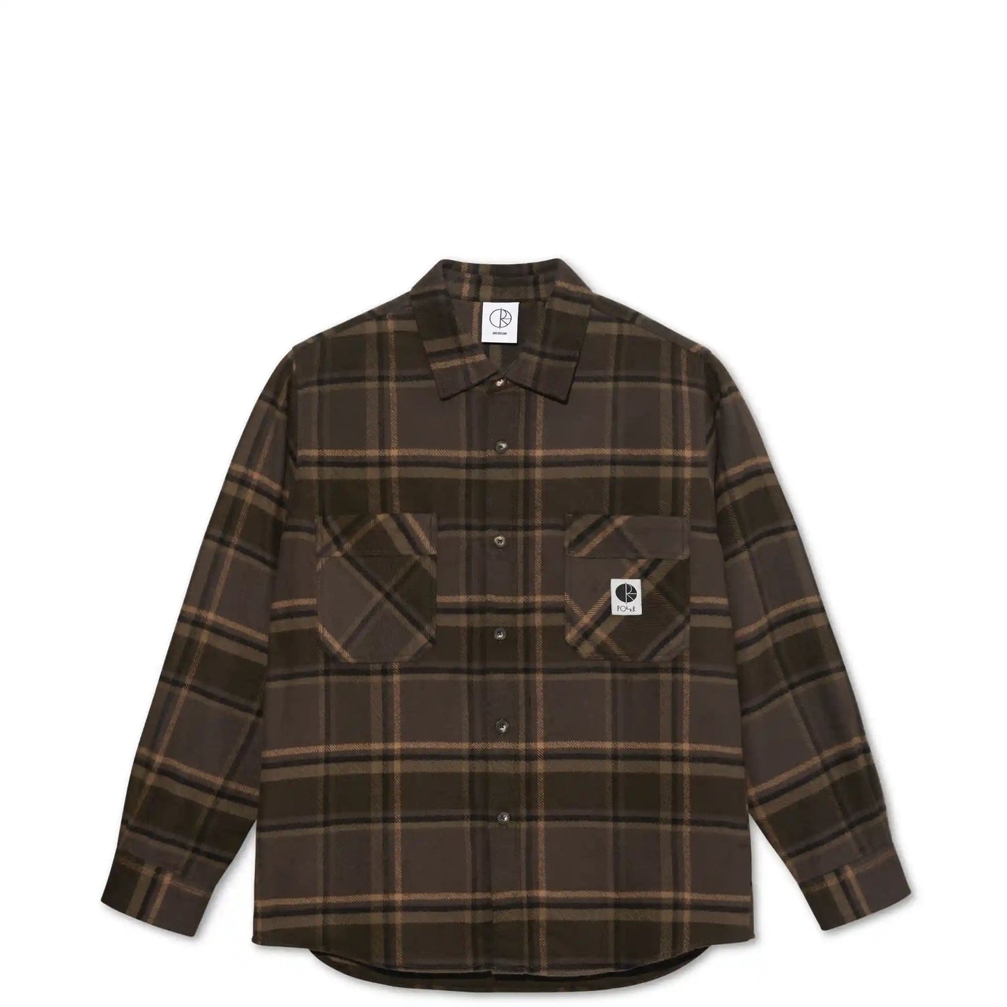 Polar Mike Flannel Longsleeve Shirt, brown/mauve - Tiki Room Skateboards - 1