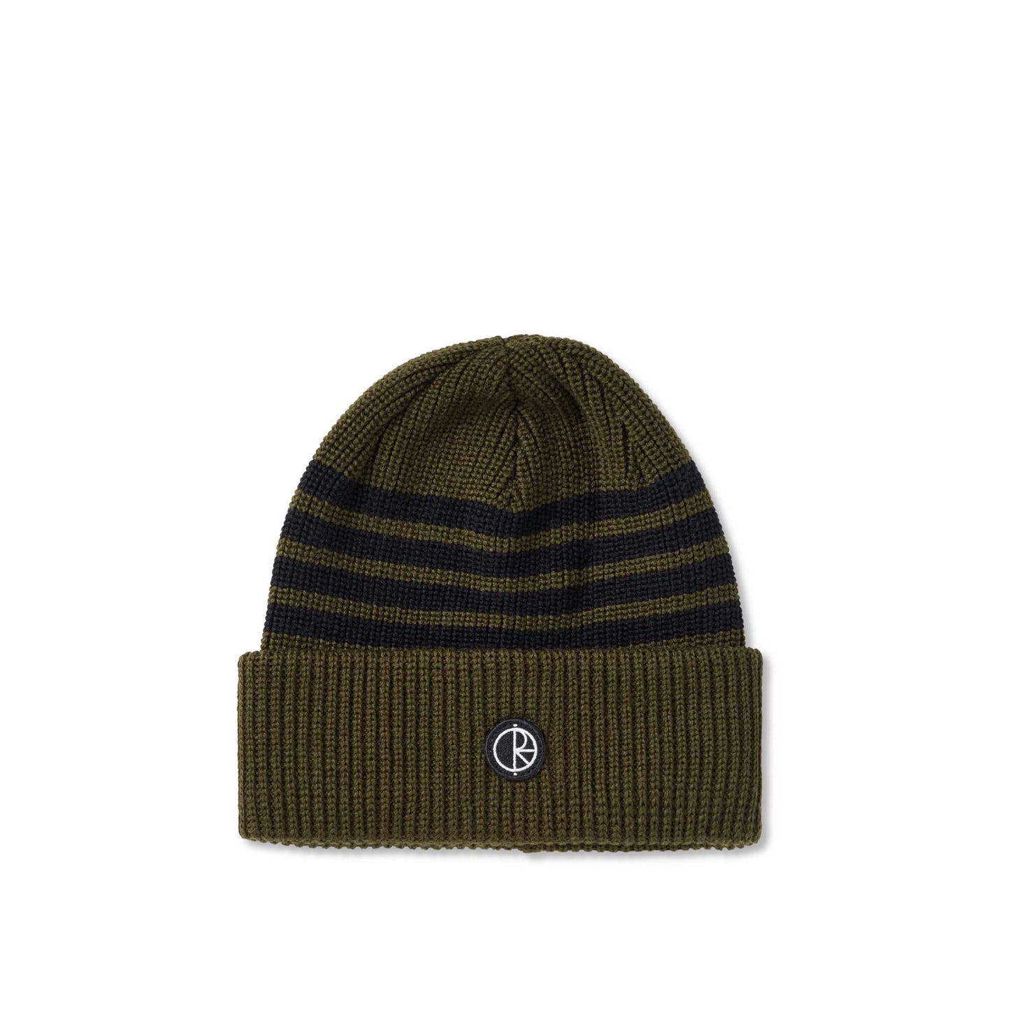 Polar Stripe Merino Beanie Hat, army green - Tiki Room Skateboards - 1